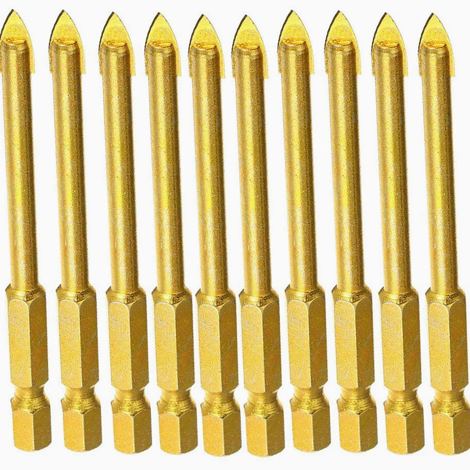 10 piezas 8mm carburo de tungsteno broca cabeza lanza con vástago hexagonal vidrio cerámica cabeza plana lanza para espejo porcelana mármol