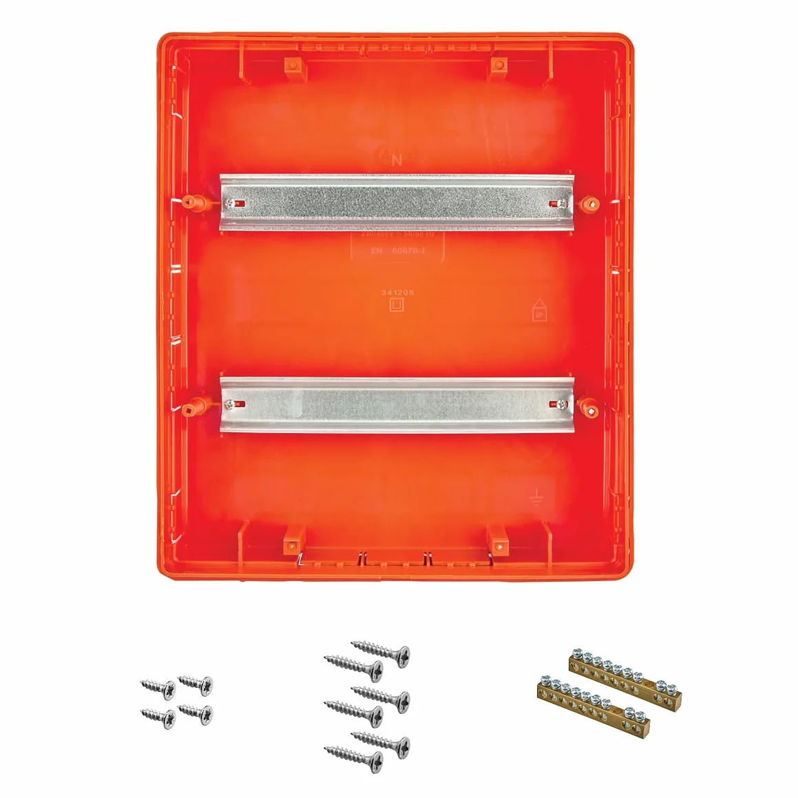Lion Electric Armario de 2 filas, caja de fusibles de 24 módulos, color blanco, para interruptor de instalación eléctrica IP40, caja de distribución con riel y puerta transparente para todos los