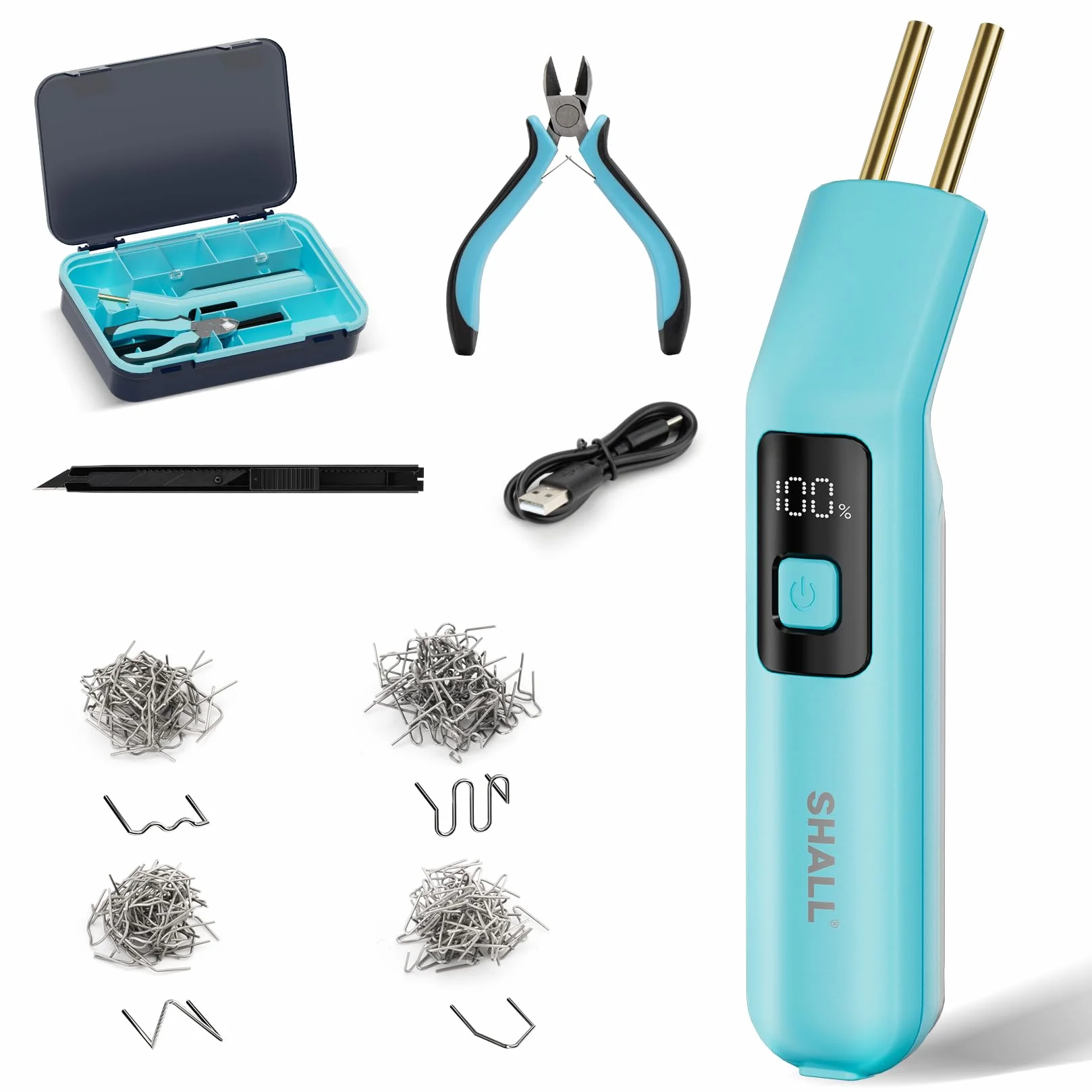 SHALL Soldador de plástico inalámbrico - Kit de grapadoras de 200 piezas - Grapadora caliente - Para reparación de plástico, parachoques y juguetes