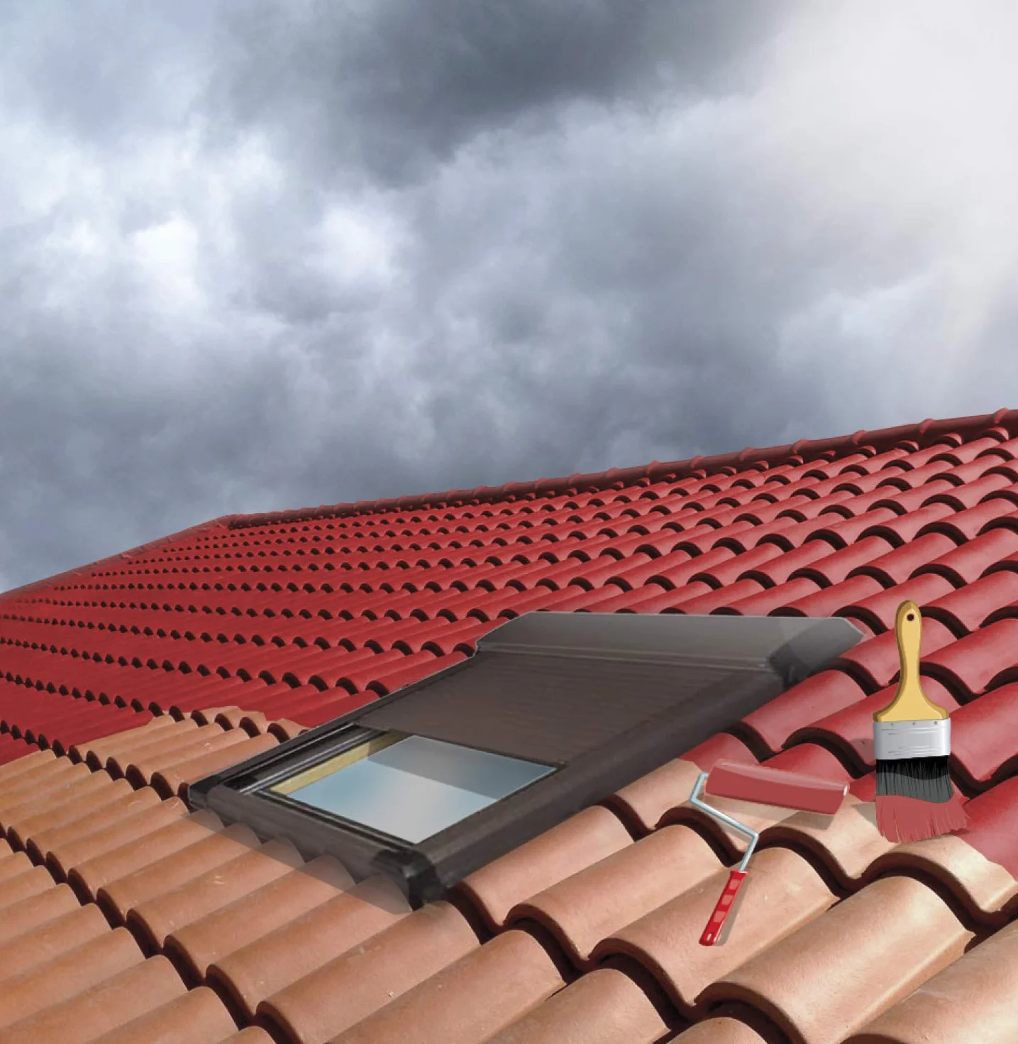 fischer - Impermeabilizante Elástico Rojo para Tejas y Baldosas, Fácilmente Aplicable en Horizontal y Vertical, Resistente al Agua y a la Intemperie, Impermeabilizante Rojo Sin Fibras (4 Litros)