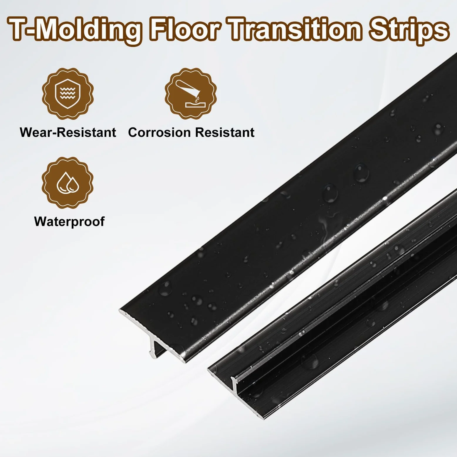QUARKZMAN 4 Piezas 2.9 Pies X 0.47" T Moldura Tiras De Transición De Piso Aleación De Aluminio Para Unir Brechas De Laminado Baldosas Pisos Brechas Negro