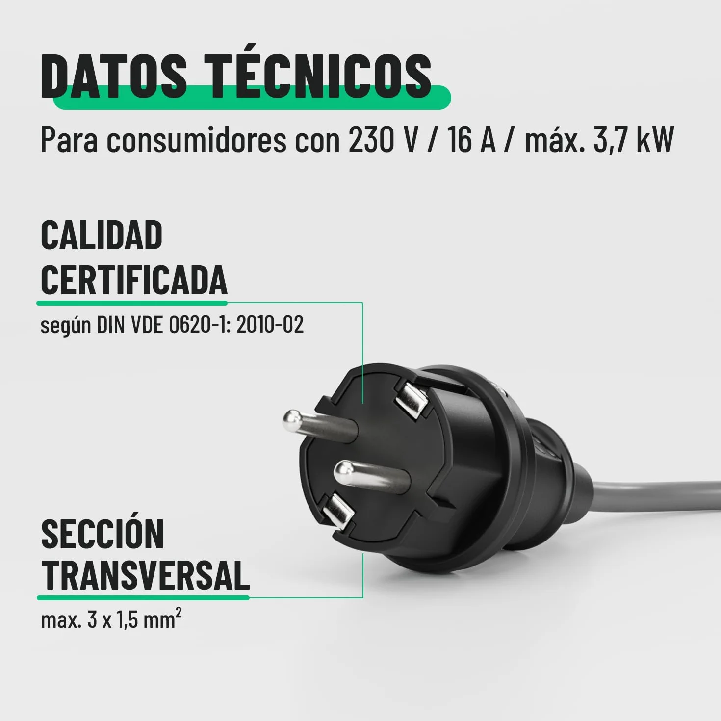 Clavija Enchufe Hembra y Macho Exteriores de Goma 230V 16A 3,7kW IP44