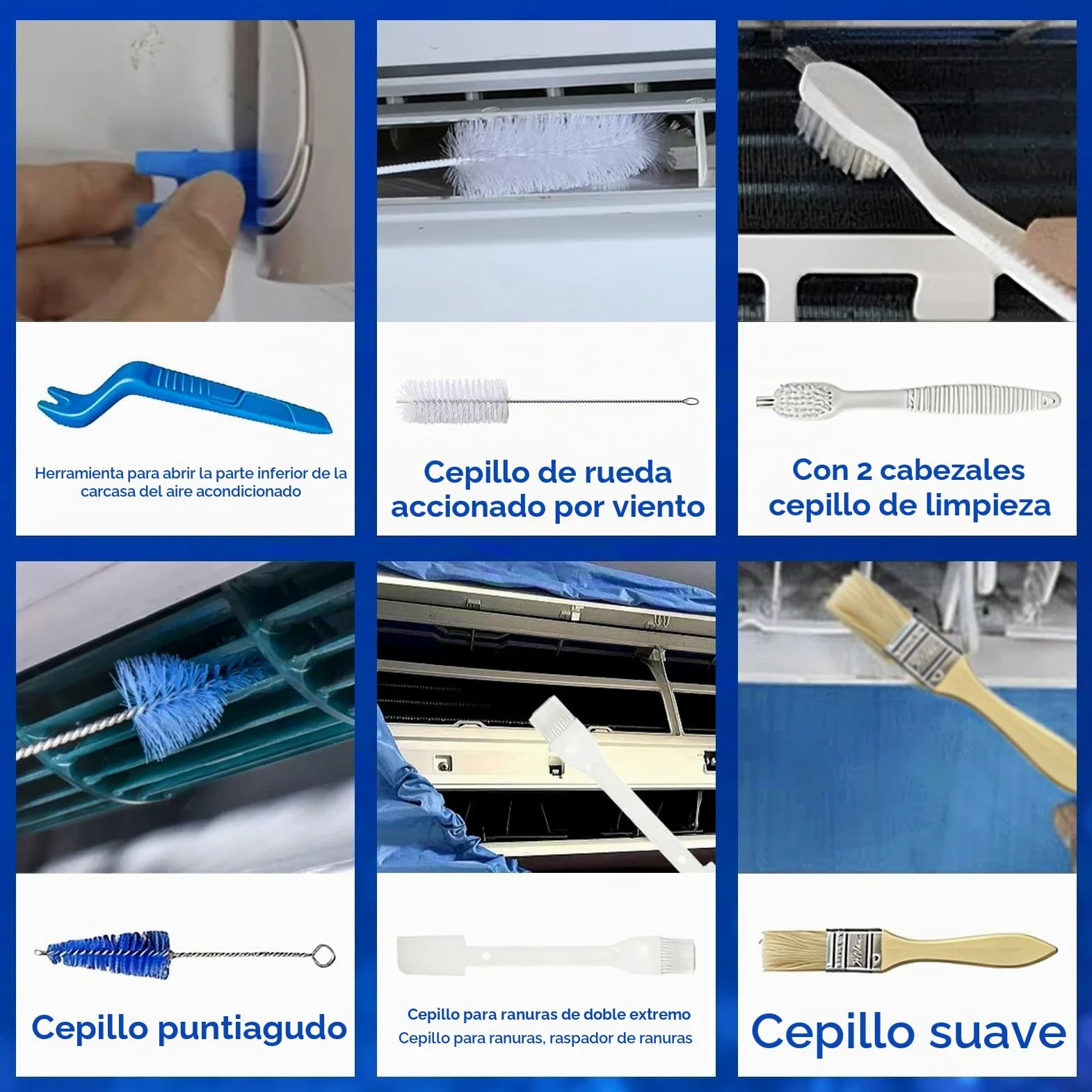 Kit de Limpieza Aire Acondicionado Split, Bolsa de Limpieza para Aire Acondicionado de Pared y Casa, Azul Grande