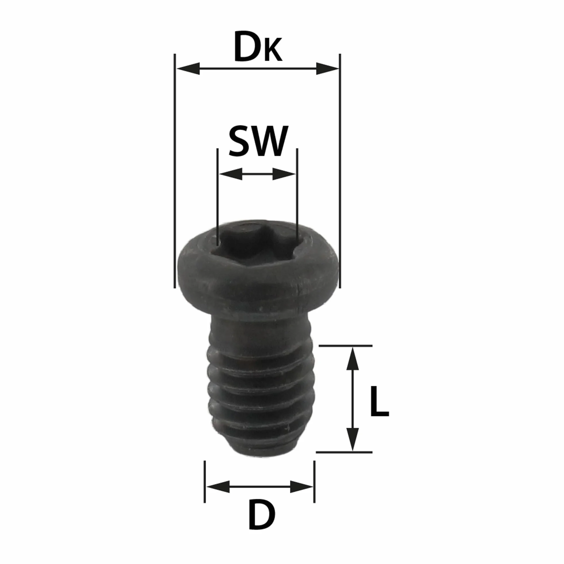 Pieza de repuesto Tornillo Torx T15 M4 x 6 mm DK 5 mm