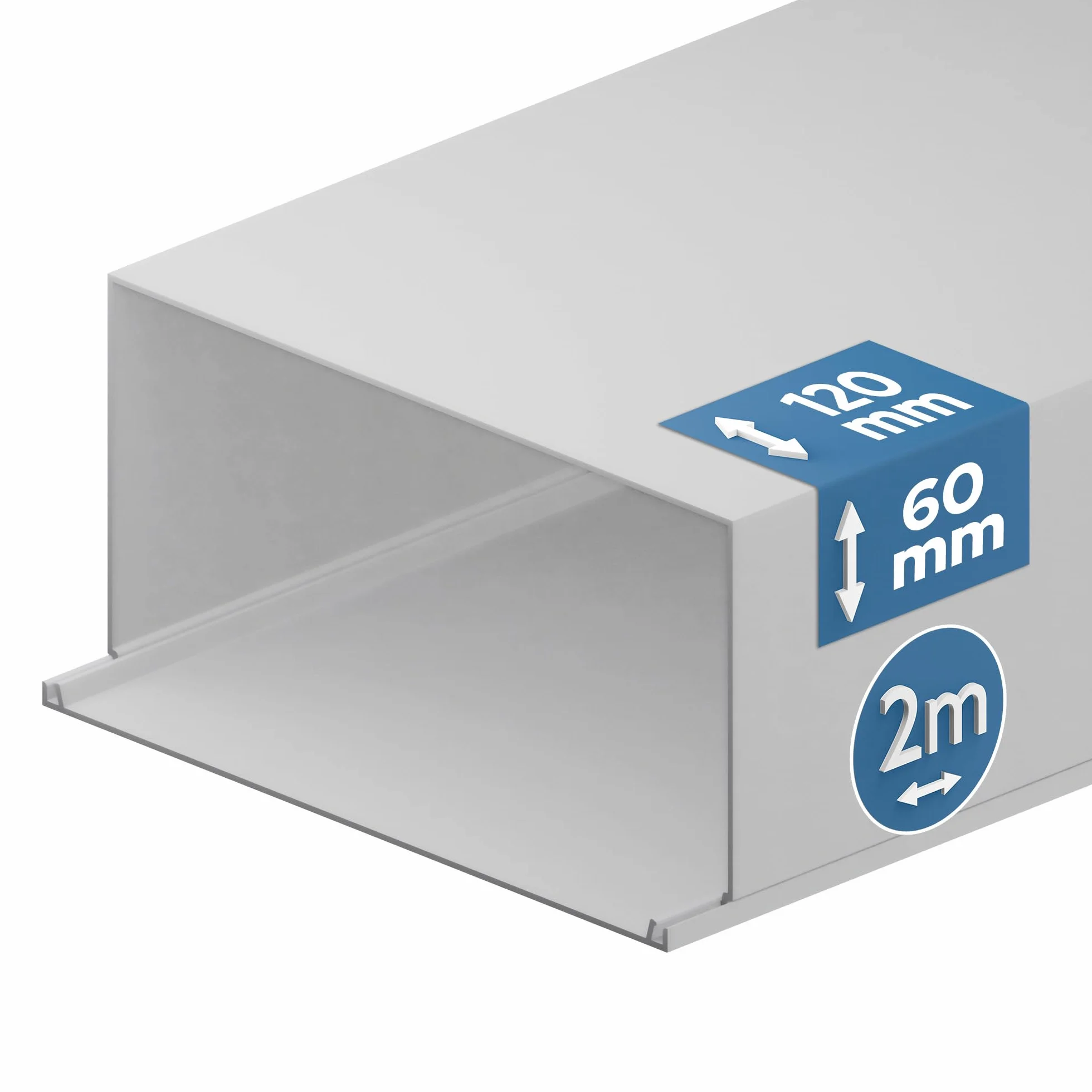 EDO Canaleta Eléctrica 120x60 mm Blanca 2 m – Tapa Abatible y Montaje con Tornillos – Canaleta para Cables de Pared – Organizador de Cables para Hogar, Oficina o TV