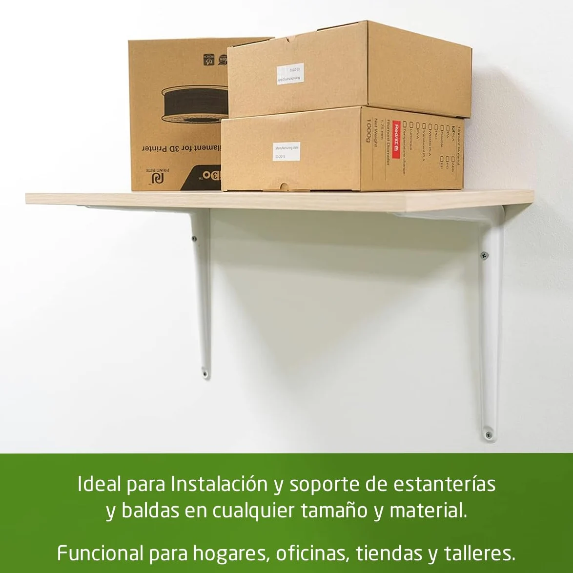 Amig - Pack Soportes para Estantería de Pared - 20 piezas - Escuadras en Acero - 250X200 mm - Color Blanco - Ángulo para Estantes - Soporte para Baldas - Fácil instalación