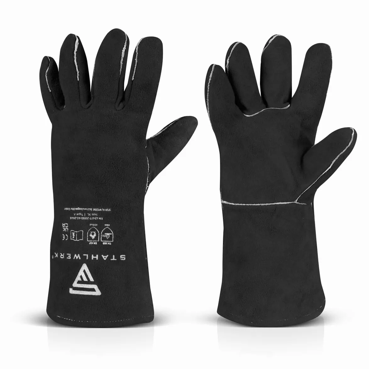 STAHLWERK guantes de soldadura guantes de protección térmica extra robustos | guantes de trabajo | guantes de soldadura | guantes resistentes al calor de serraje para soldadura