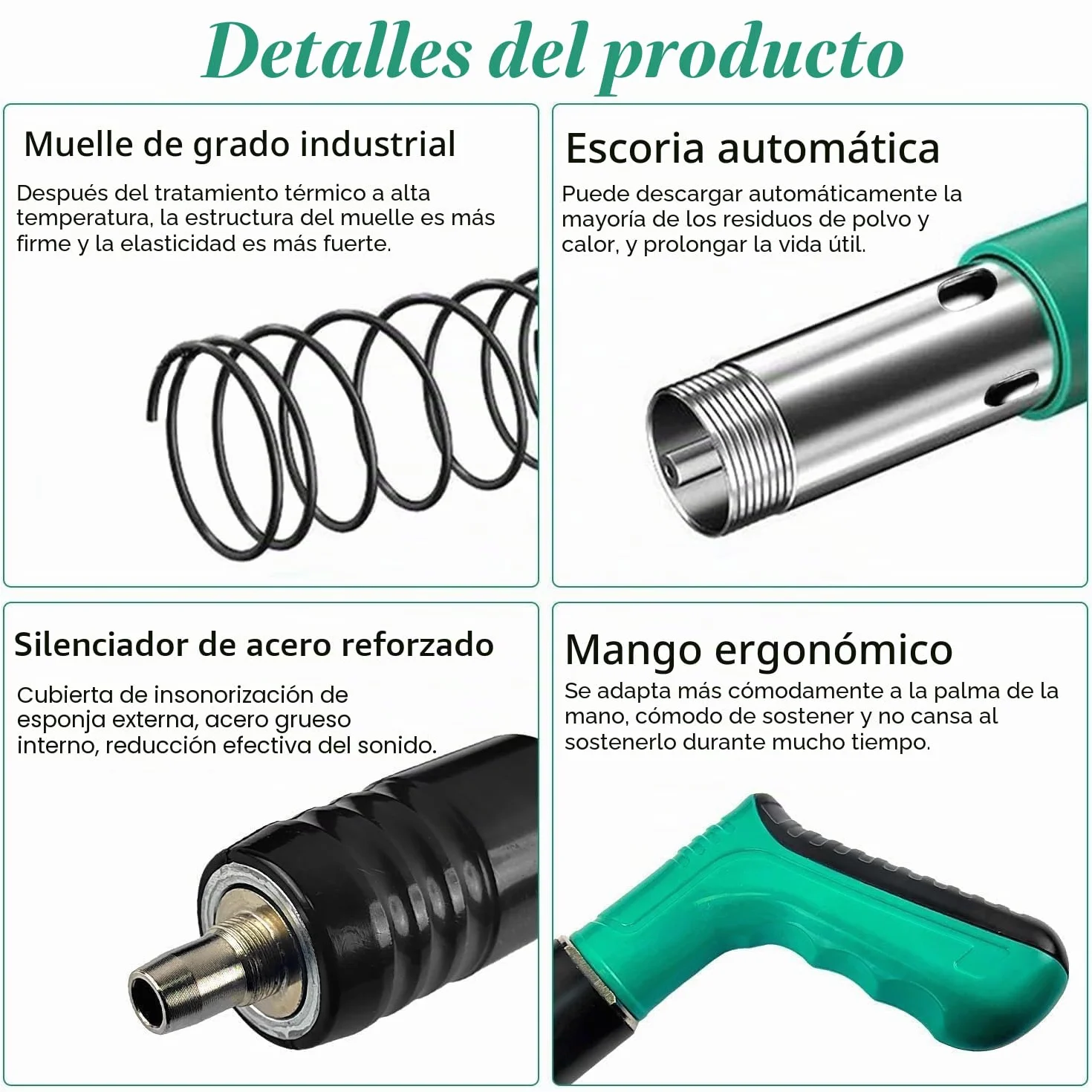 Pistola de Clavos para Hormigon Neumatica, Clavadora Hormigon, Nail Gun, Pistola de Impacto Clavos con 200 Clavos Redondos - para Acero y Concreto - Fácil de Usar