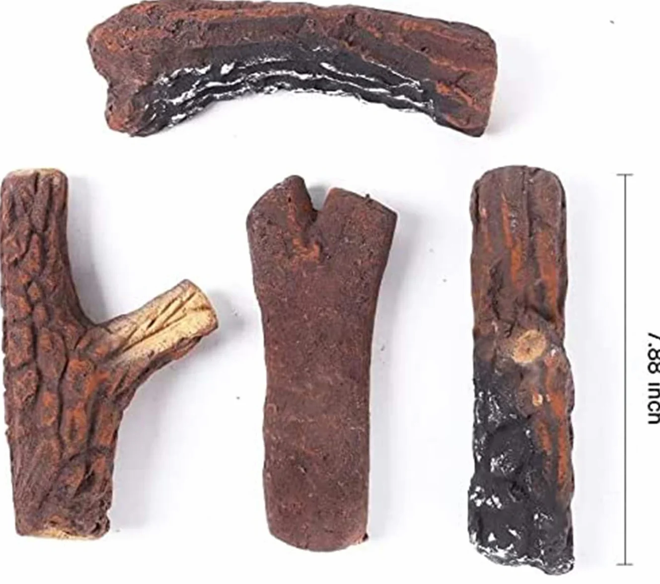 Juego de 10 troncos de madera de cerámica, decoración de chimenea, cerámica, decoración de madera, para gas, etanol, eléctrica, interior y exterior