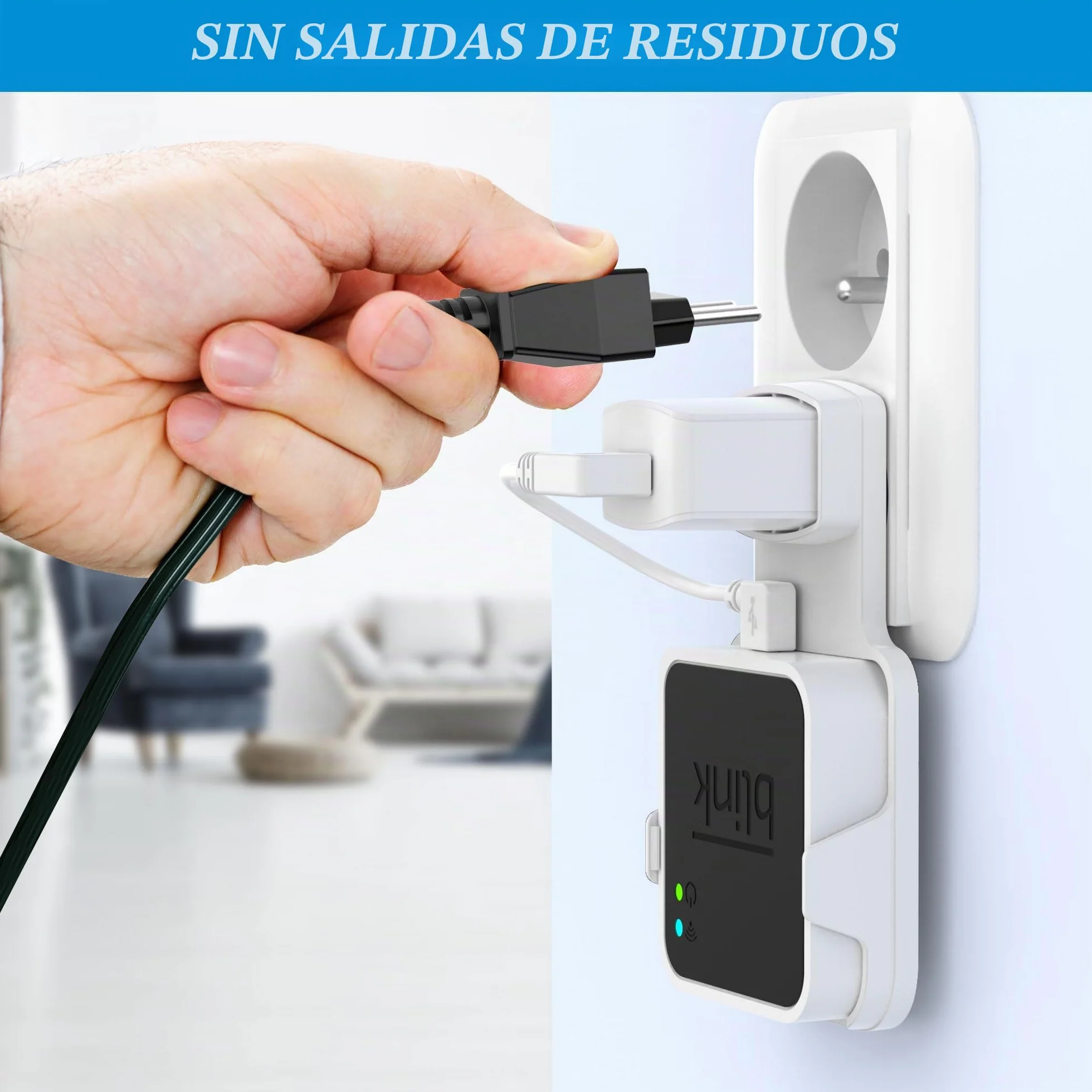 PlusAcc Soporte de pared para Blink Sync Module 2 – Soporte para montaje exterior e interior Blink con cables cortos (blanco)