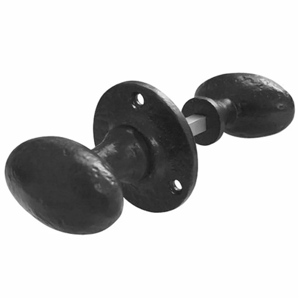 Jedo Juego de pomos ovalados para puerta, color negro antiguo