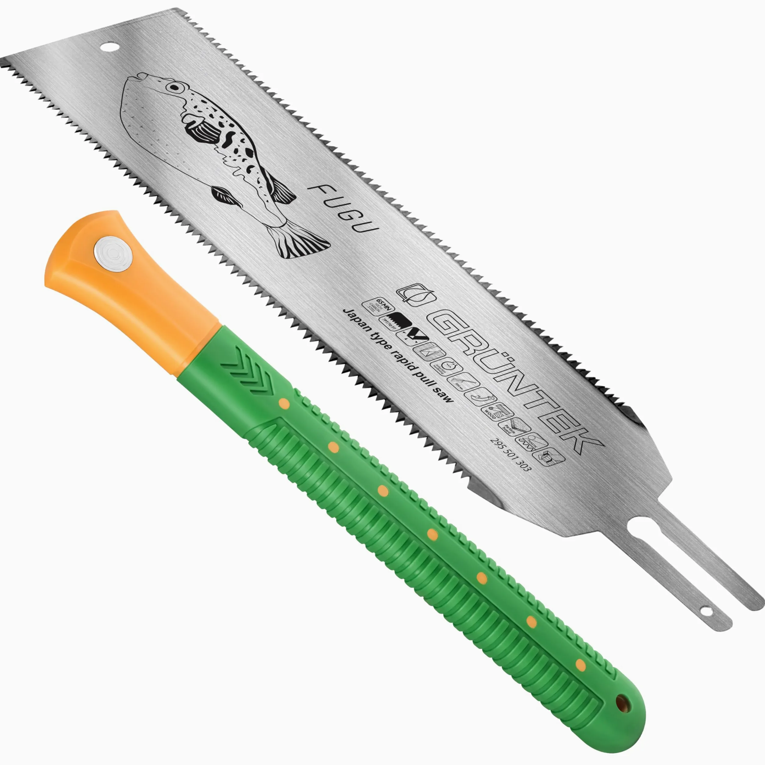GRÜNTEK Serrucho Japones Sierra Ryoba FUGU 300 mm de corte fino. Serrucho de mano para madera. Hoja dentada en ambos lados.