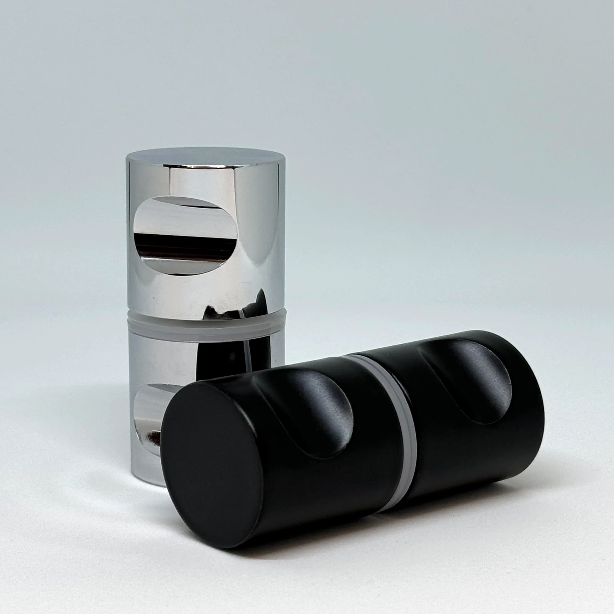 Tirador para mampara de ducha de repuesto para puerta de ducha, para vidrio de baño de 6 mm a 15 mm de grosor, negro mate (cromo satinado)