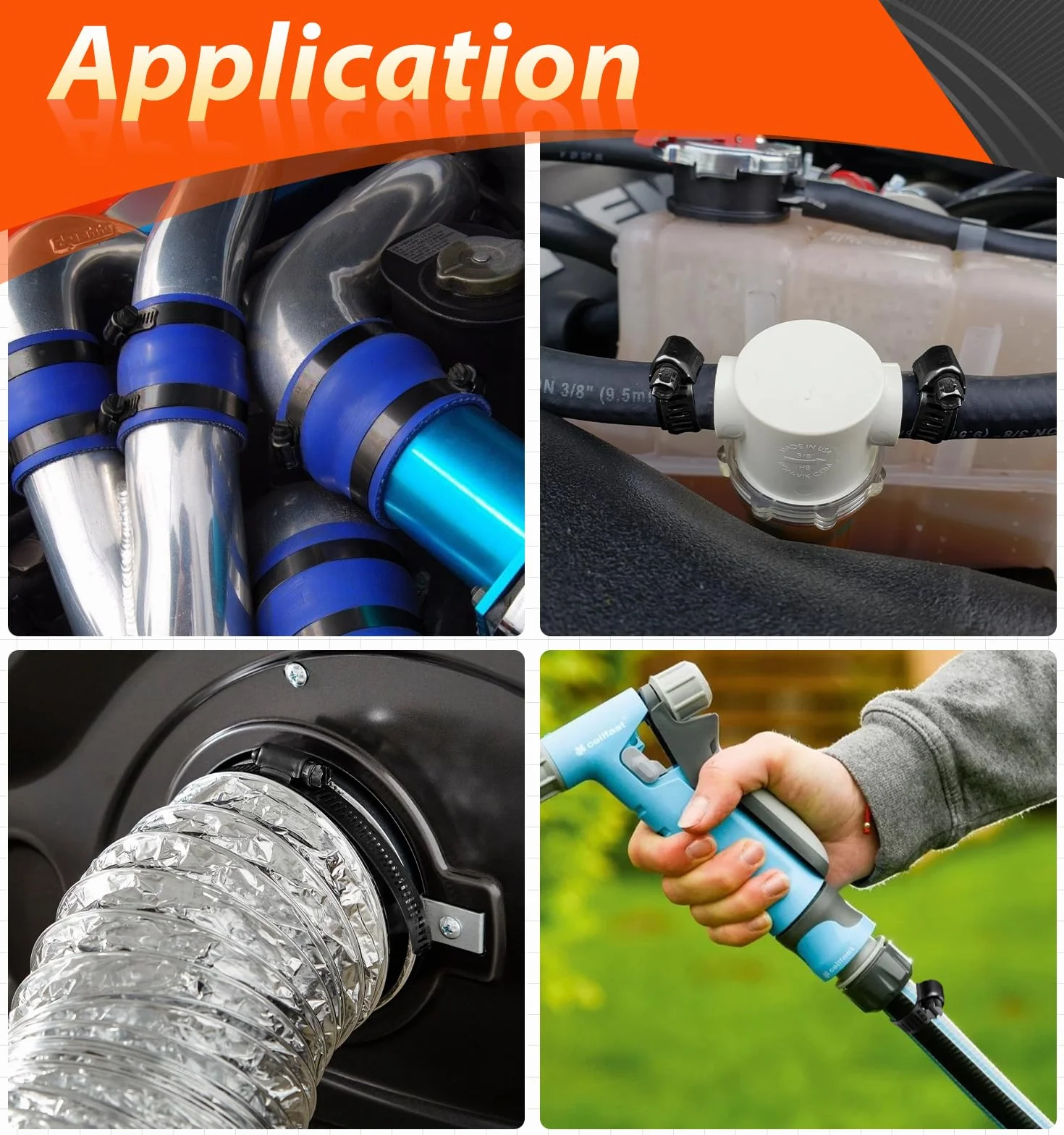 Abrazaderas para manguera 118-140mm, 4 piezas, acero inoxidable, para piscina y ventilación