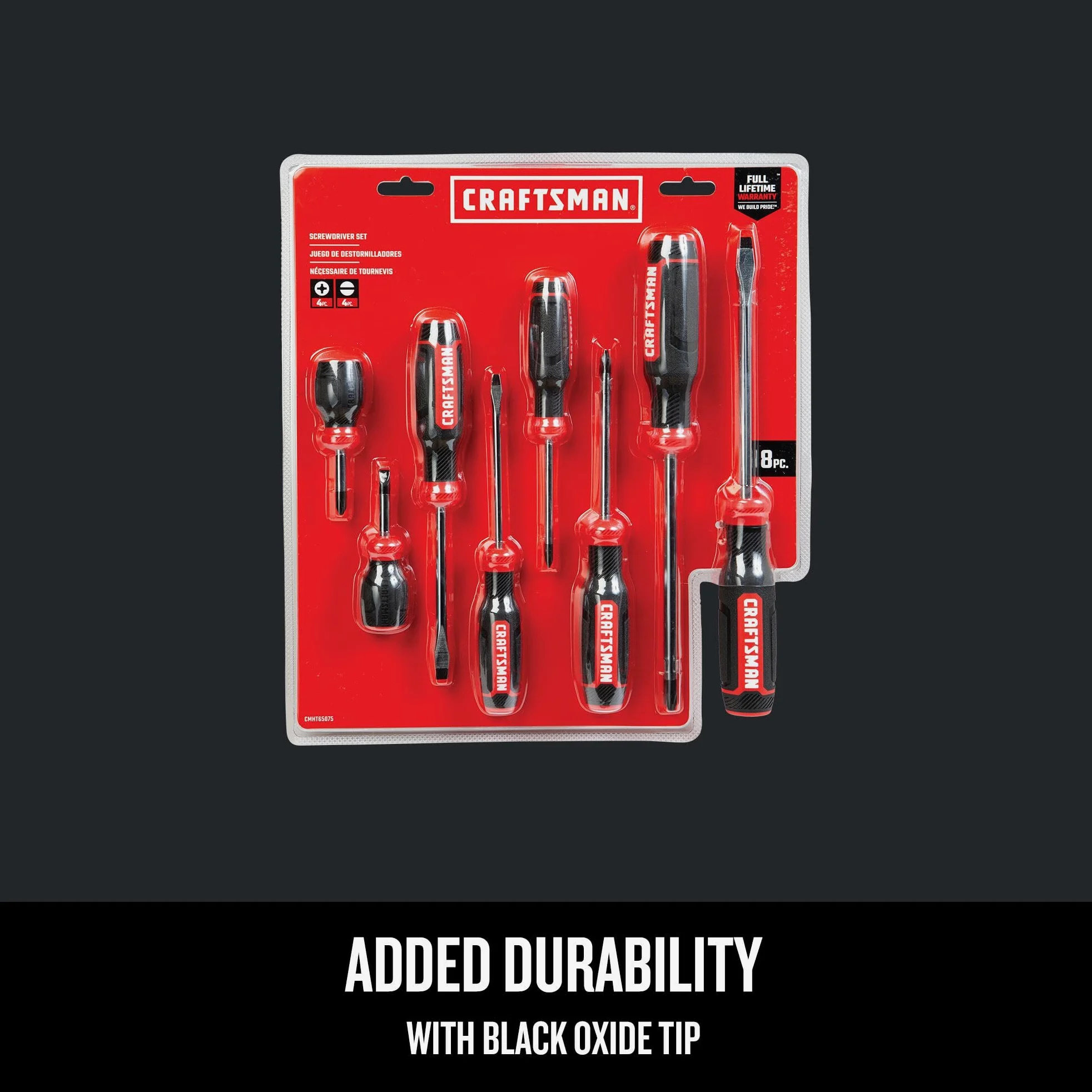 CRAFTSMAN Juego de destornilladores, bimaterial, juego de 8 piezas (CMHT65075N)
