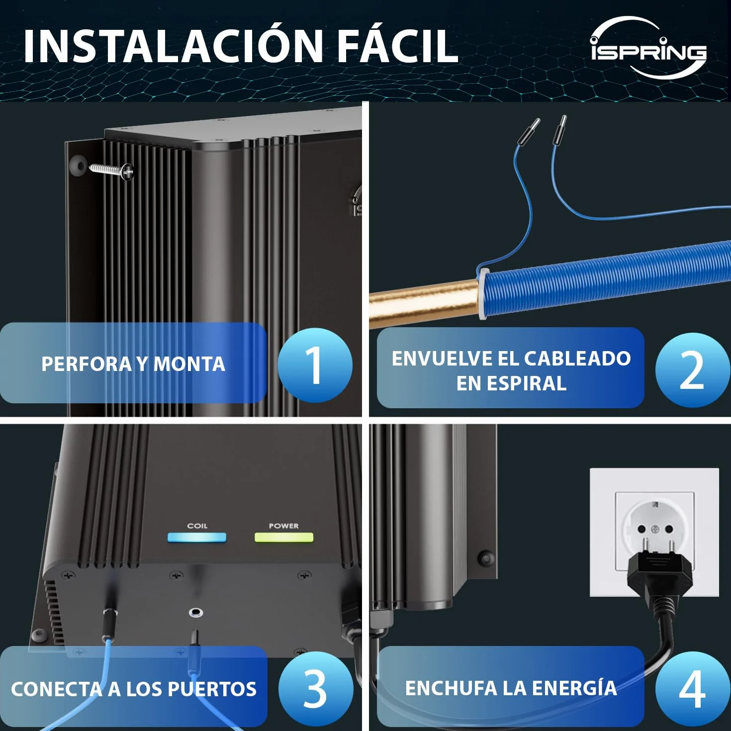 iSpring EDV2 Descalcificador de Agua para Toda la Casa, Alternativa Electrónica Sin Sal, Aleación, Reduce Cal