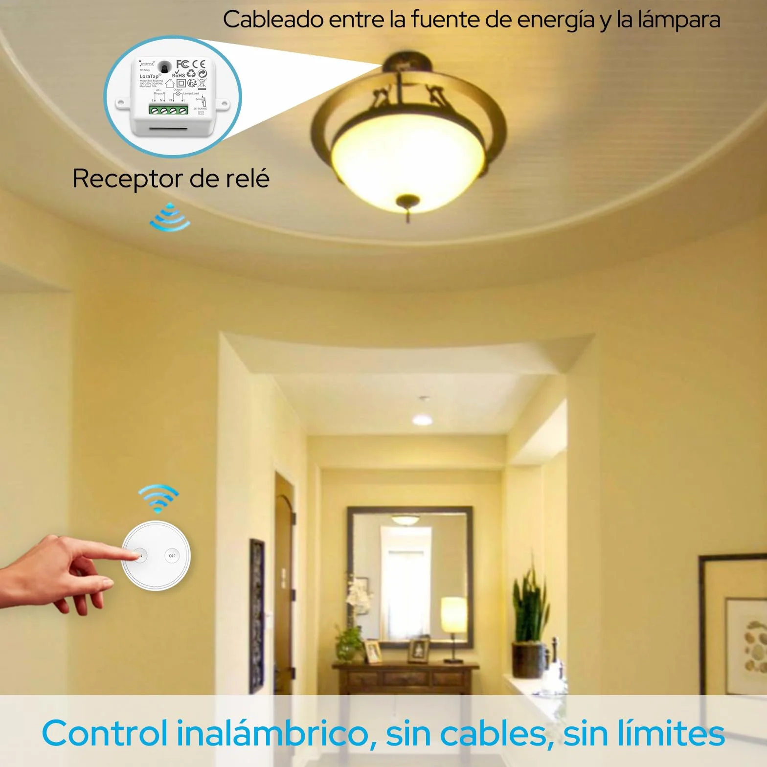 LoraTap Interruptor Inalámbrico RF 868MHz Kit Control Remoto 200m