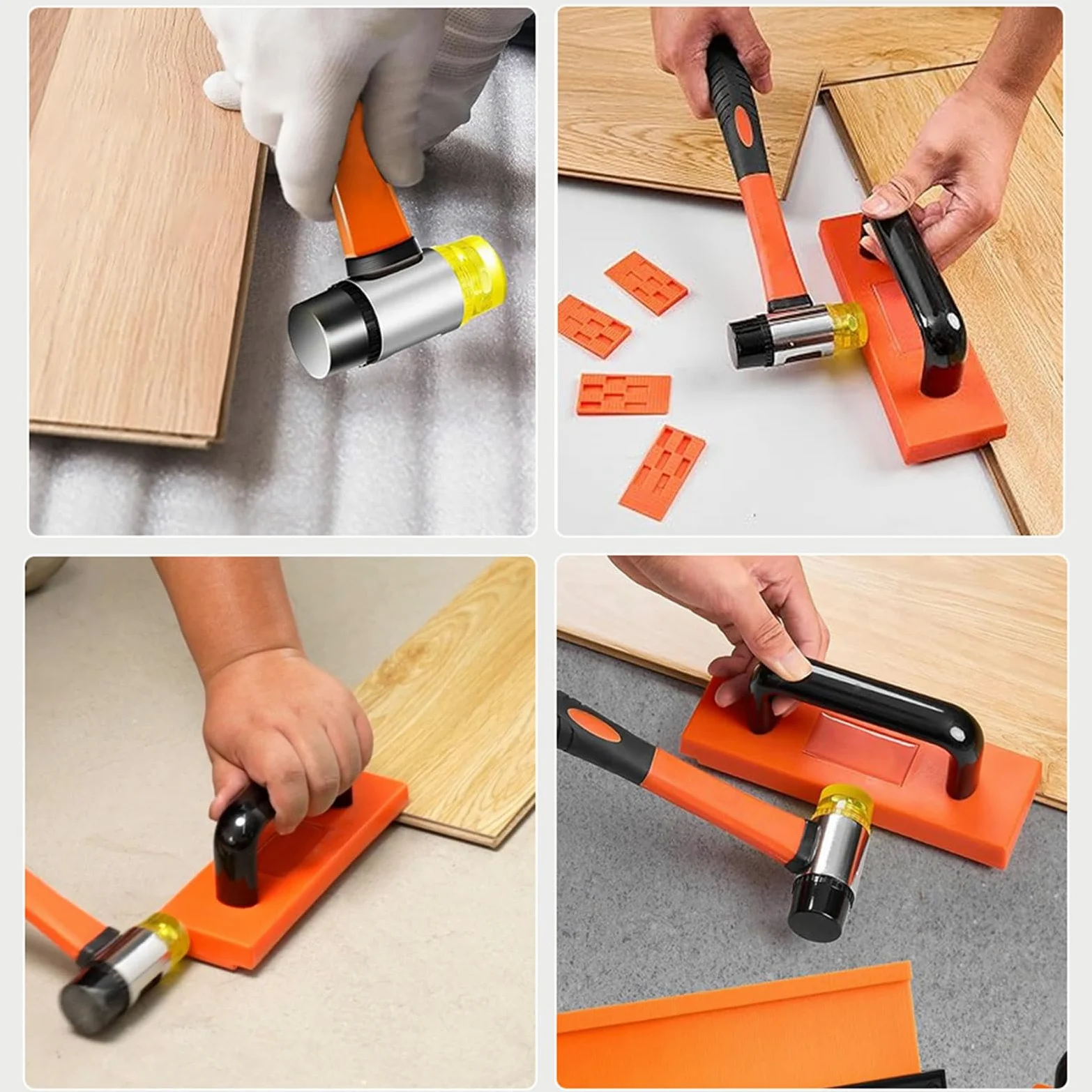 Herramienta de suelo laminado resistente, bloque de roscado para tablones, espaciadores de varilla de tracción pesada, mazos de montaje de suelo