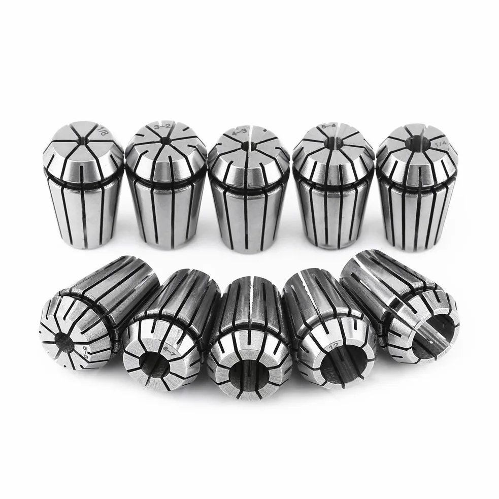 Juego de Pinzas de Acero con Resorte ER20 para Fresado y Grabado CNC – Kit de Sujeción de Piezas de 10 Piezas