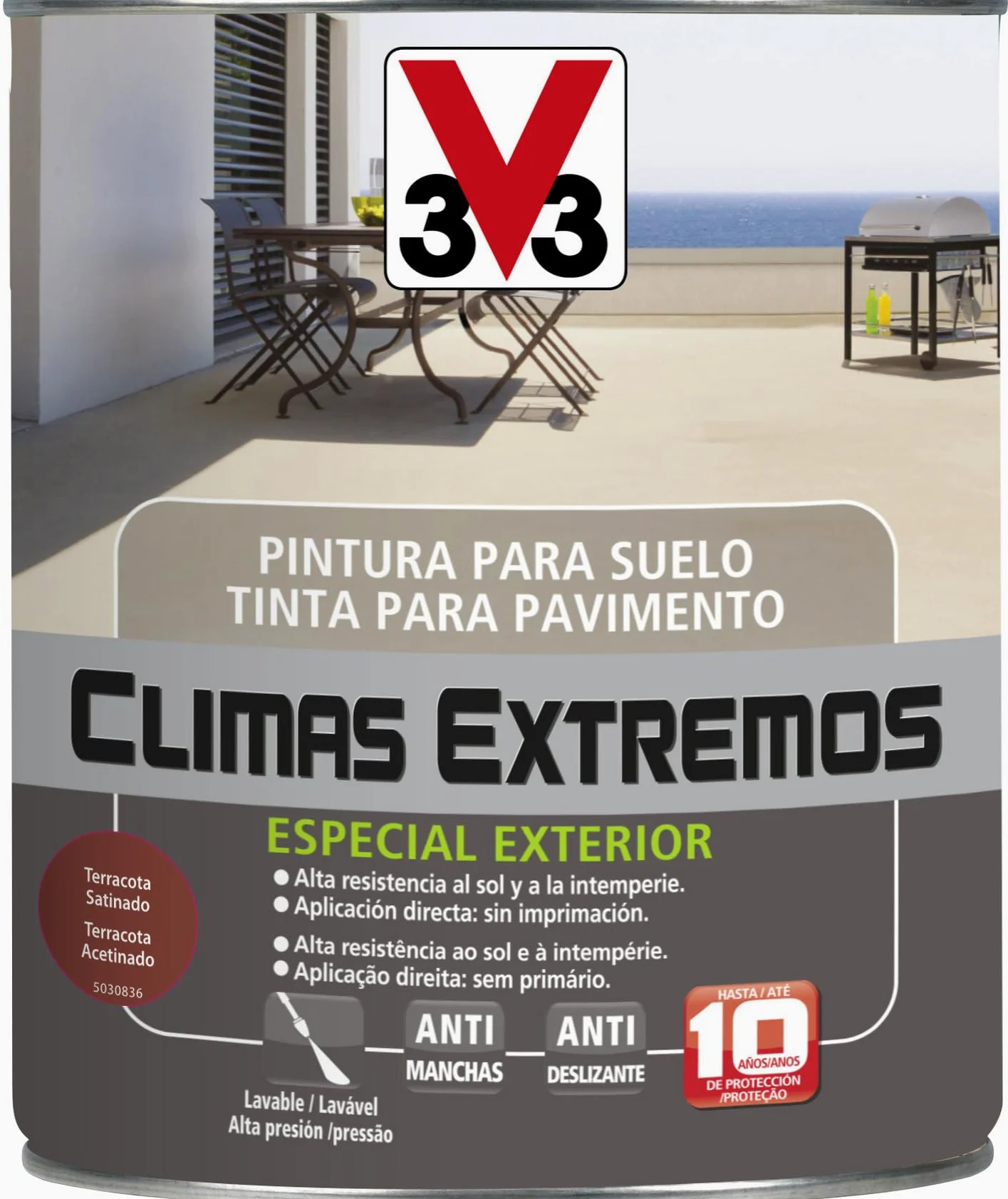 V33 PINTURA SUELOS CLIMAS EXTREMOS SATINADO TERRACOTA 0,5L