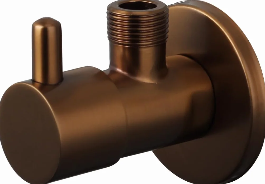 GME Llave de Escuadra 1/2” x 3/8” Cobre Cepillado – Pack 2 Unidades – Válvula Angular de Corte para WC y Lavabo