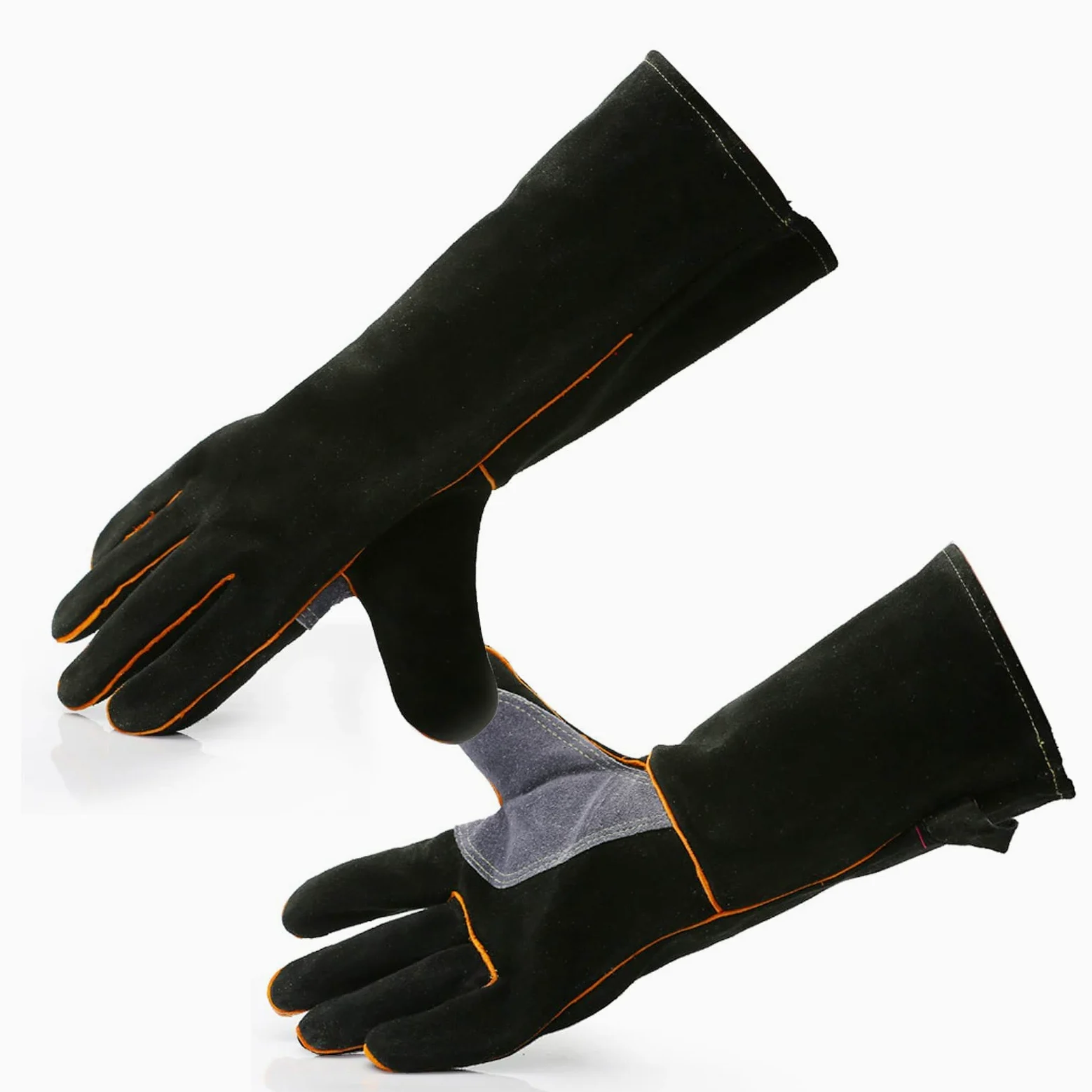 YOUYA Guantes de cuero extremadamente resistentes al calor y al fuego con costuras de Kevlar, perfectos para chimenea, estufa, horno, parrilla, soldadura, barbacoa, mig, soporte para ollas, manejo de