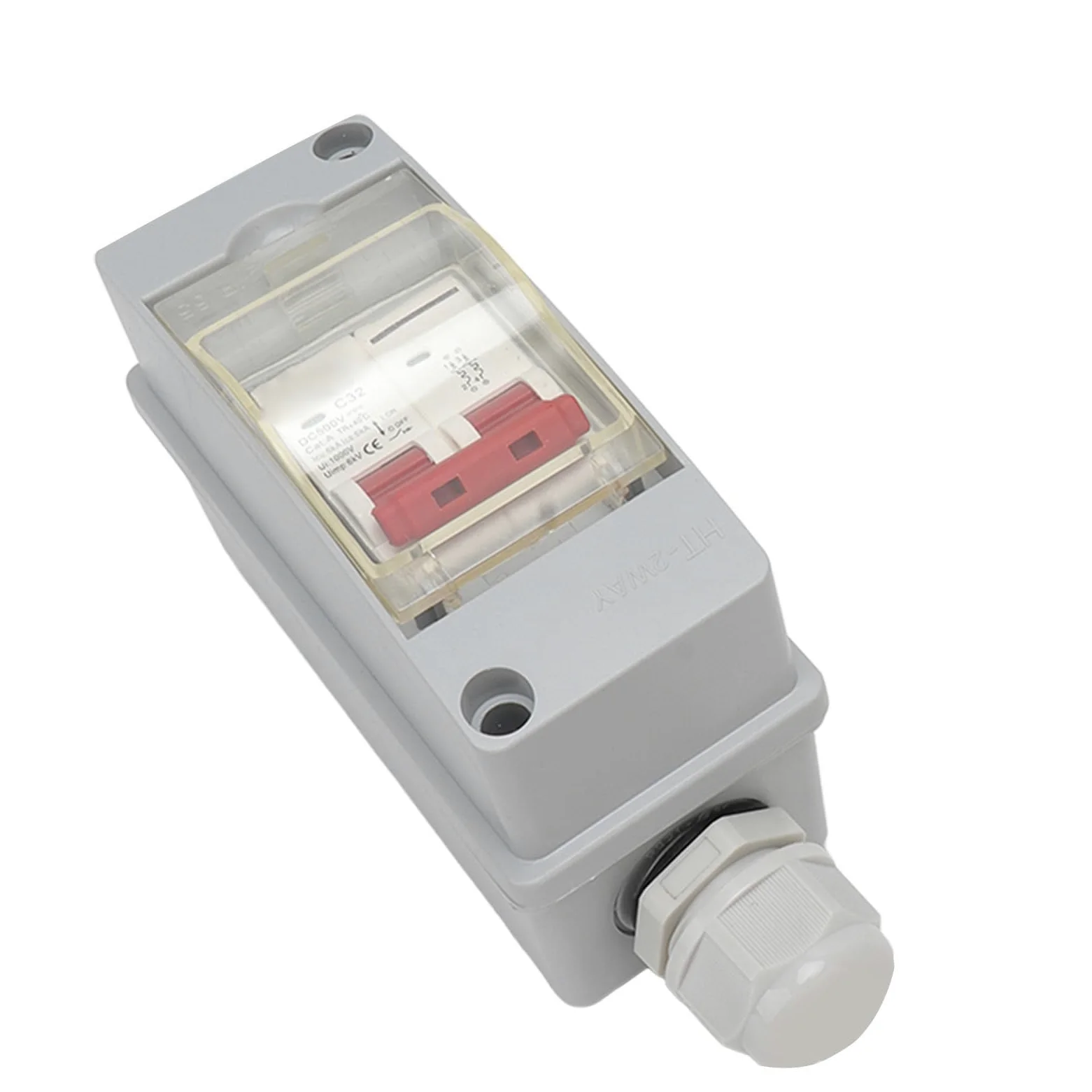 Caja Combinadora de CC Solar Fotovoltaica de 500 V con Protección contra Sobretensión y Rayos, Disyuntor Doméstico, para Conectado a la Red de Paneles Solares, (Sin cable)