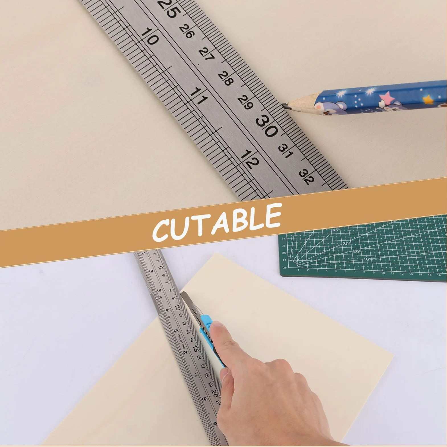 SHUESS 10 placas de madera contrachapada de 5 mm, 300 x 210 mm, A4, contrachapado de álamo, para manualidades, madera contrachapada para manualidades, sierra de marquetería, pirograbado, corte por