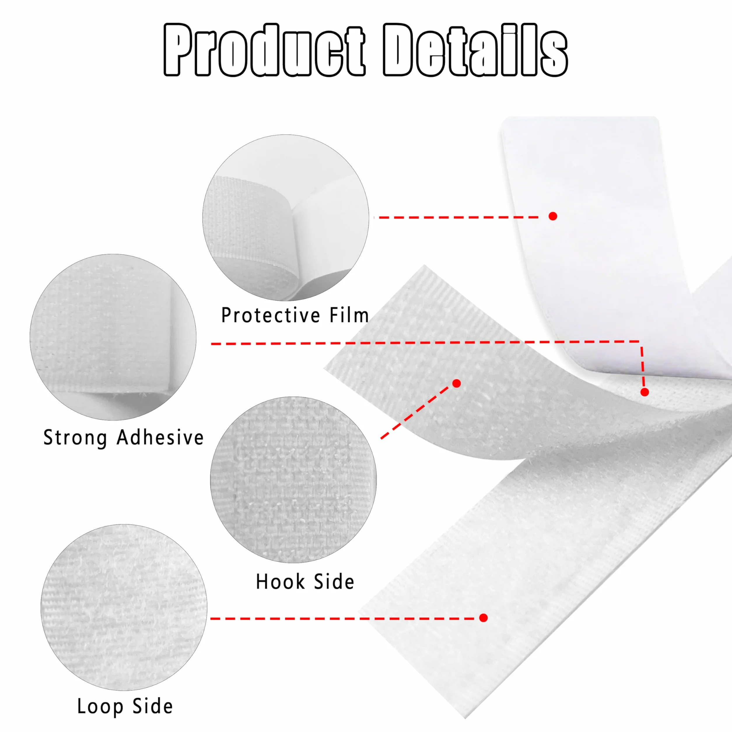 8 m x 20 mm Auto Adhesivo Cinta Rollo, Blanco- Adecuado para Ropa, Zapatos, Sombreros, Manualidades y Almacenamiento en el Hogar (Reutilizable)
