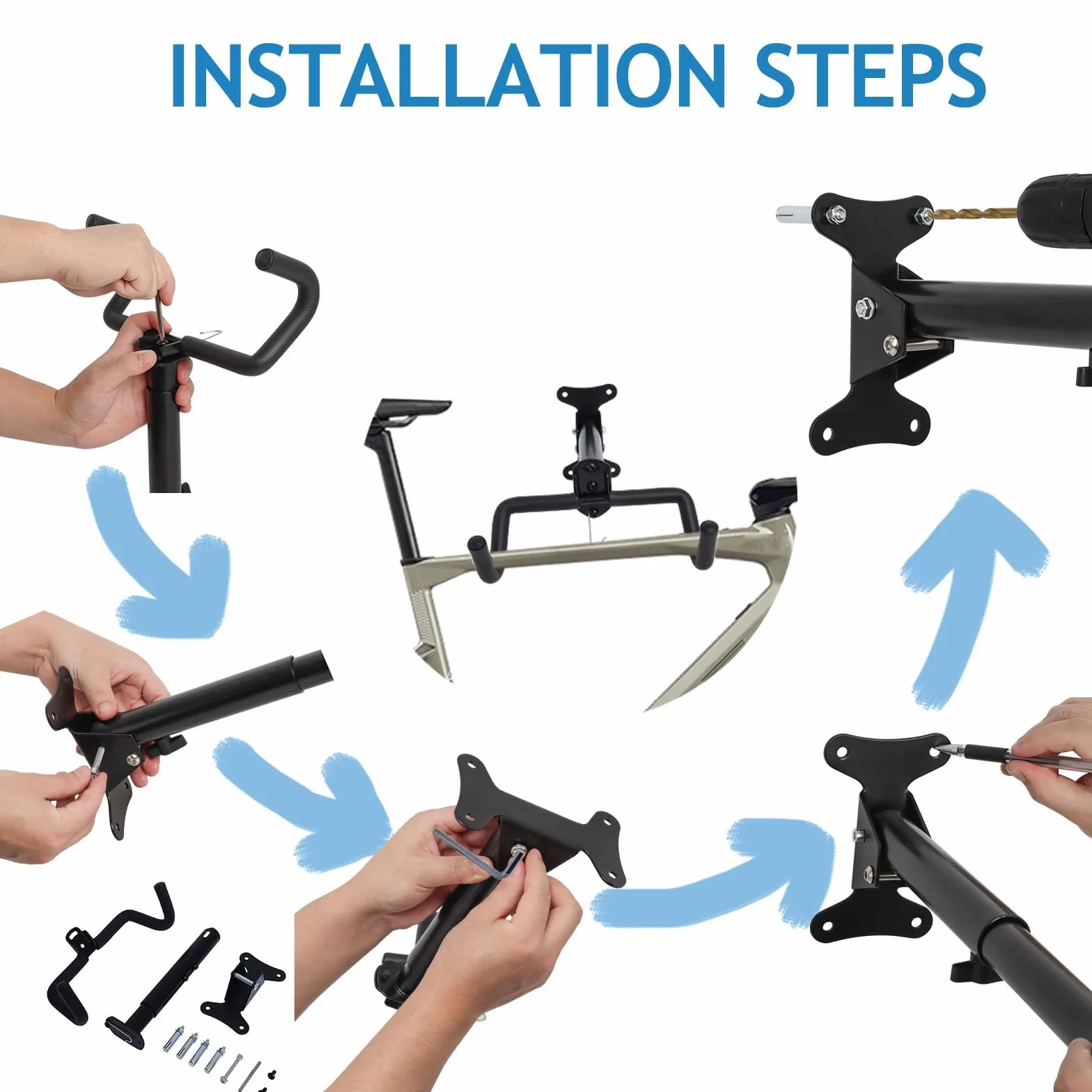 Soporte de Pared Plegable para Bicicleta Poweka 2 Piezas - Colgador Bicicleta Pared para Garaje