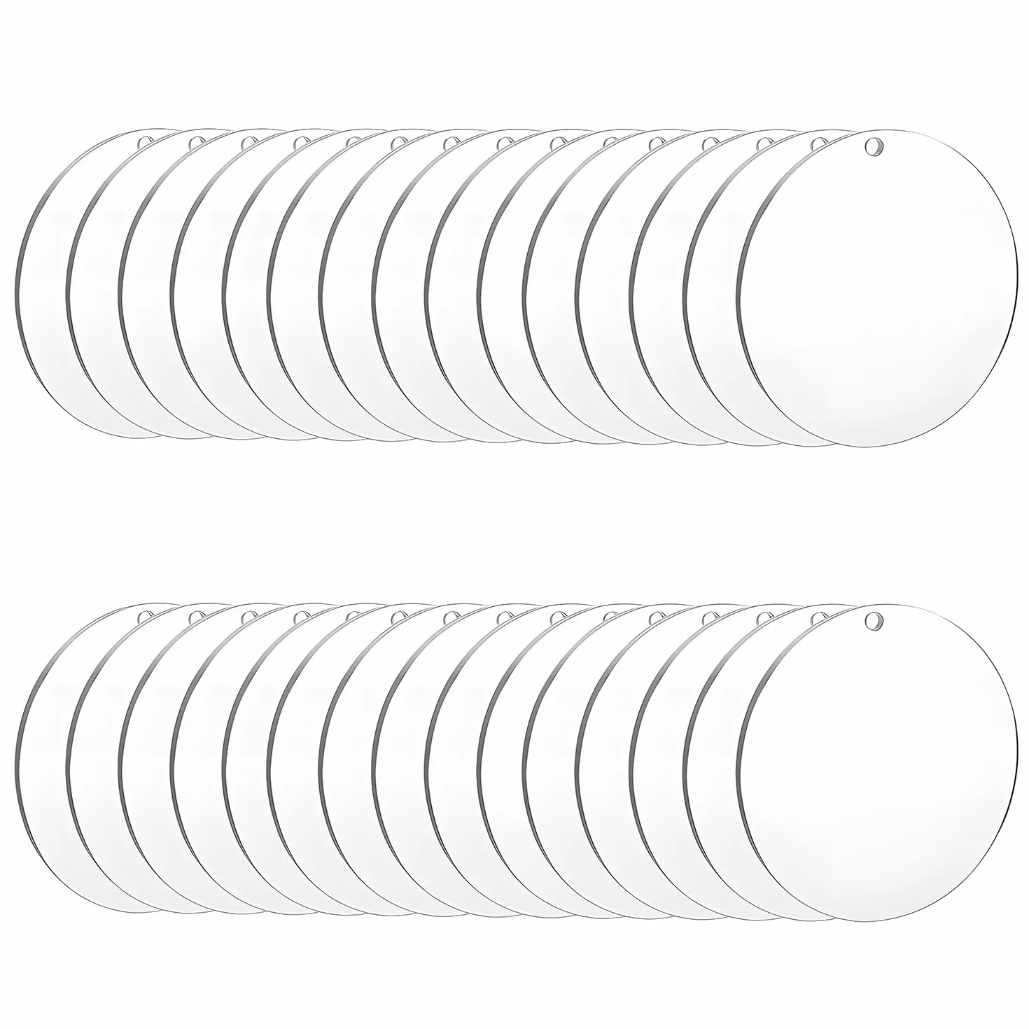 30 discos acrílicos redondos con agujero de 7,5 cm, placas de 1 mm de grosor, transparentes para plóter en blanco, placa de cristal acrílico para pintar, llaveros, manualidades y decoración de bodas