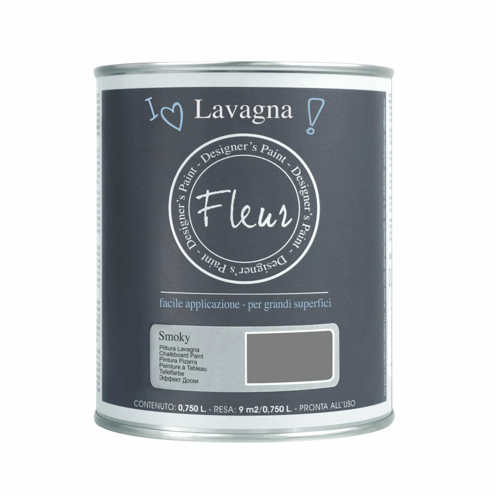 Fleur Paint 13247 - Pintura (transforma superficies en pizarra, 750 ml) color smoky