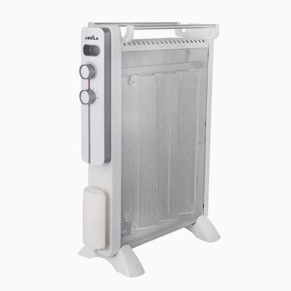 ABRILA - Radiador Mica Caicos 1500W con 3 Elementos Blanco/Gris | 3 Potencias | Protección Contra Sobrec. y Antivuelco | 63,5x45x21 cm