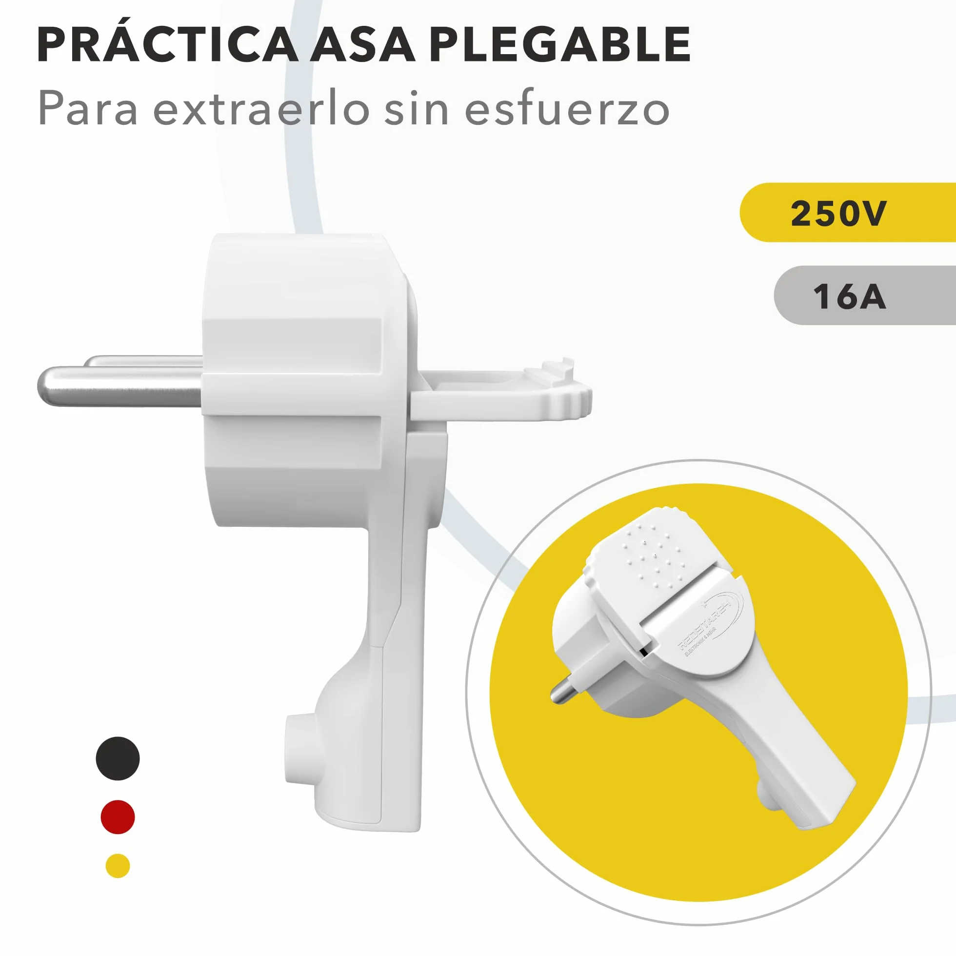 Enchufe Macho Plano Acodado CEE 7/7 250V 16A 4 Piezas Blanco