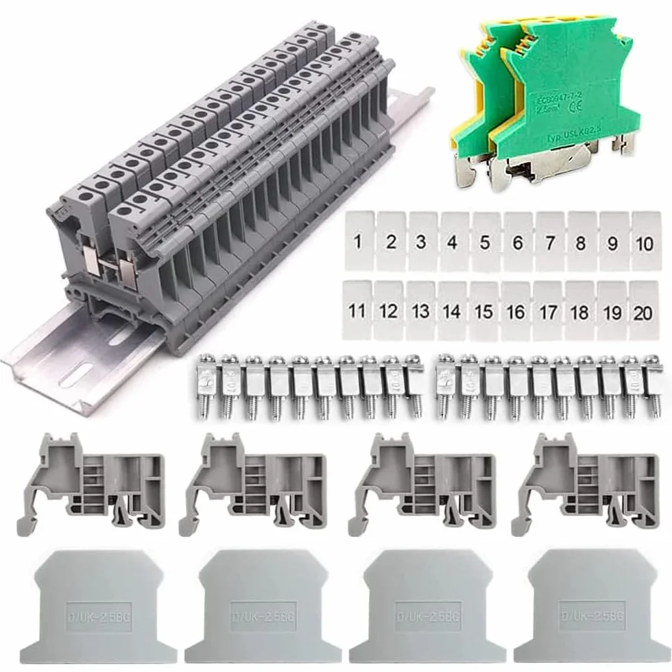Kit de Bloques de Terminales de Riel,Kit de Bloques de Terminales de Riel DIN UK-2.5B,para Automatización de Producción de Bricolaje, Transformación de Circuitos,Conexión y Conversión de Circuitos