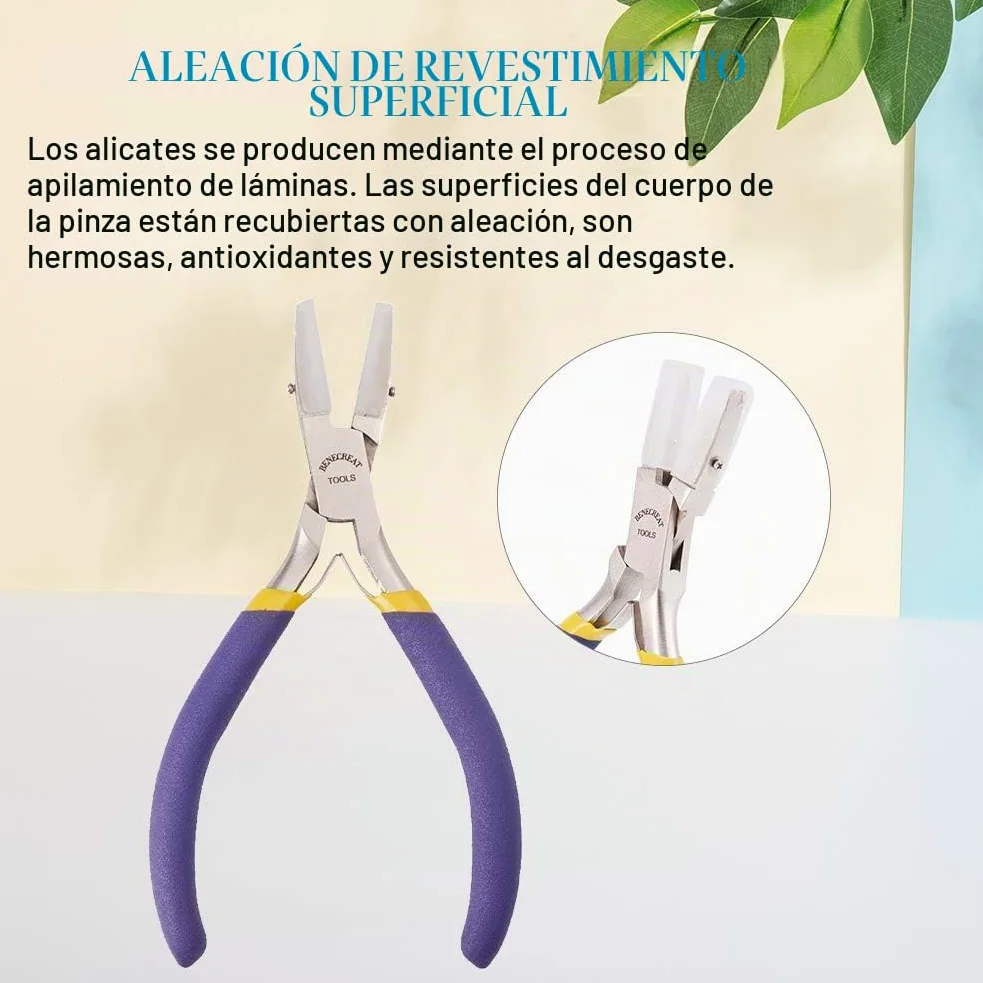 BENECREAT 3 Piezas Alicates para Joyería, 6 en 1 Alicate para Hacer Bucles, Alicates Dobles para Joyería de Nailon y Alicate con Punta de Cadena para Fabricación de Bisutería