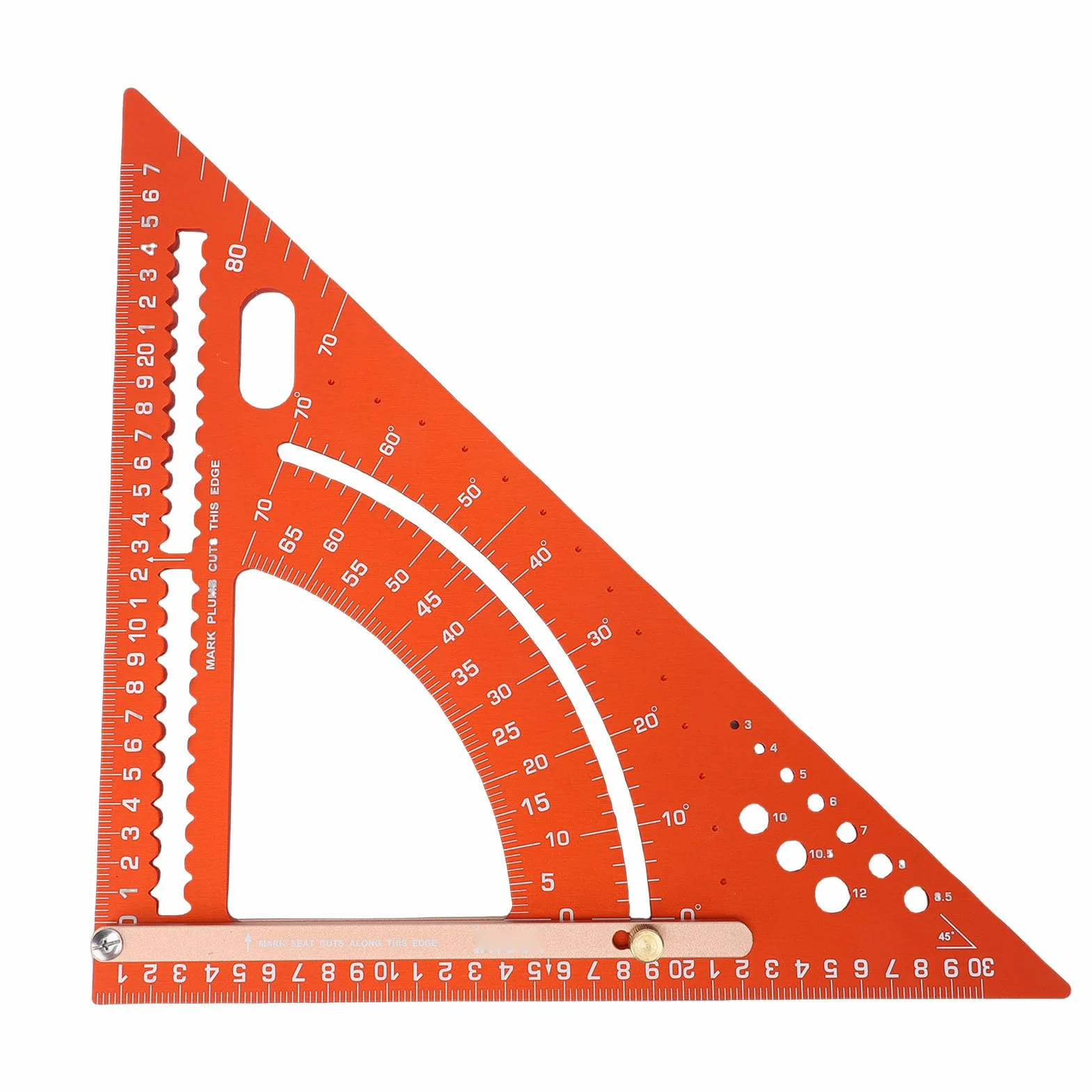 Fockety Escuadra de carpintero, escuadra ajustable para vigas de aleación de aluminio con transportador, regla para ingletes herramienta de marcado, guía de sierra para carpintería