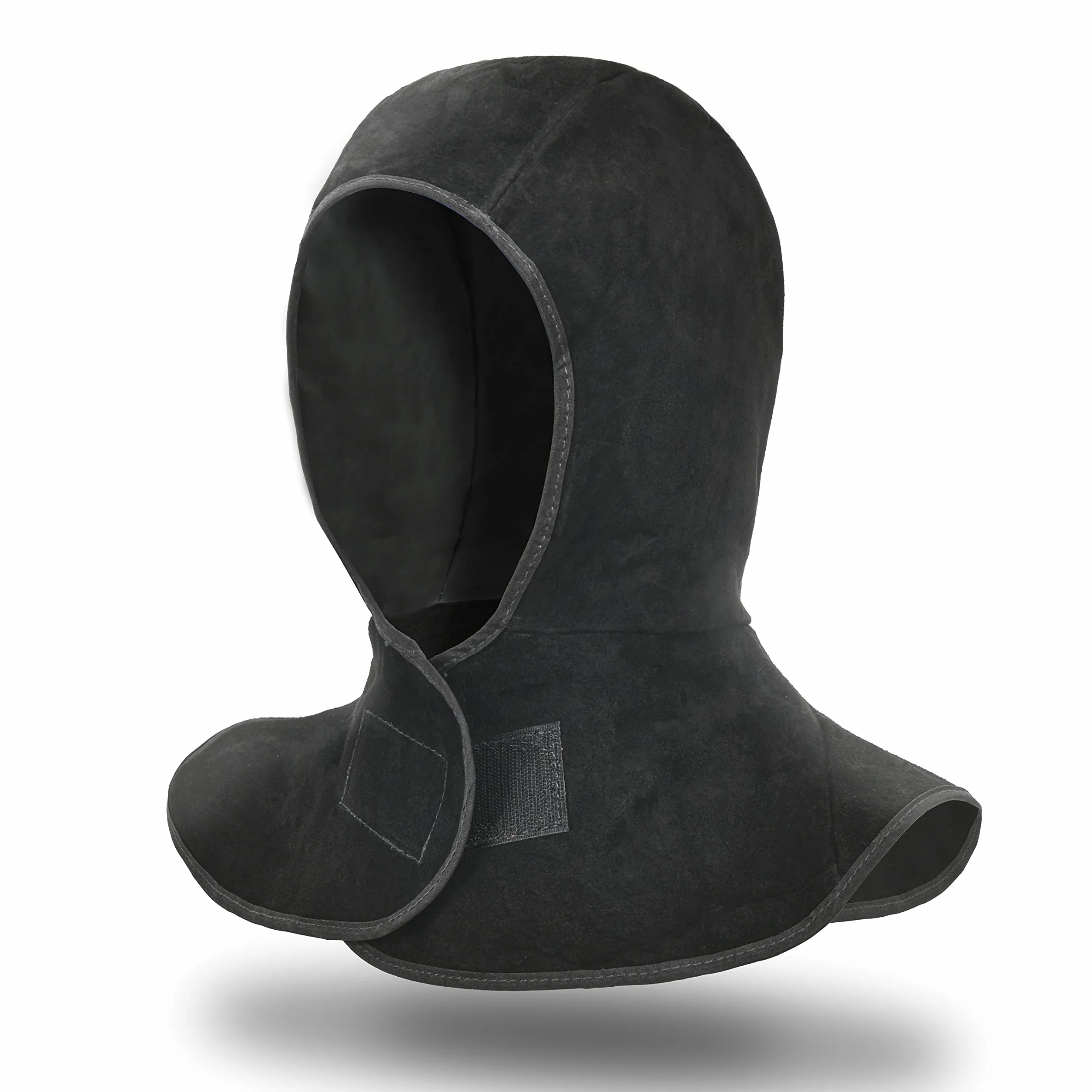 Capucha de soldadura, LeaSeek Casco de soldadura de cuero de vaca dividido con protección para el cuello y los hombros, protección para la cabeza, Casco de soldador negro, Capucha de soldador (negro)