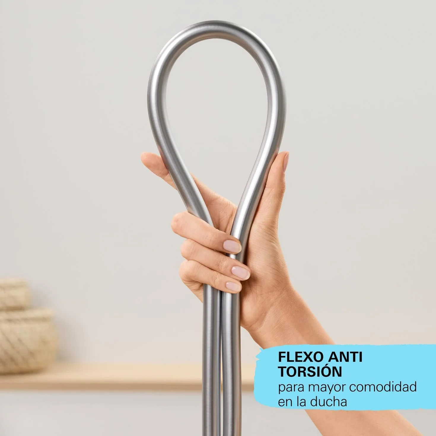 GROE Vitalioflex Trend - Manguera de ducha (1.5m, resistente al calor, sistema anti-torsión, conexión universal, instalación QuickFix), cromo, 28741002