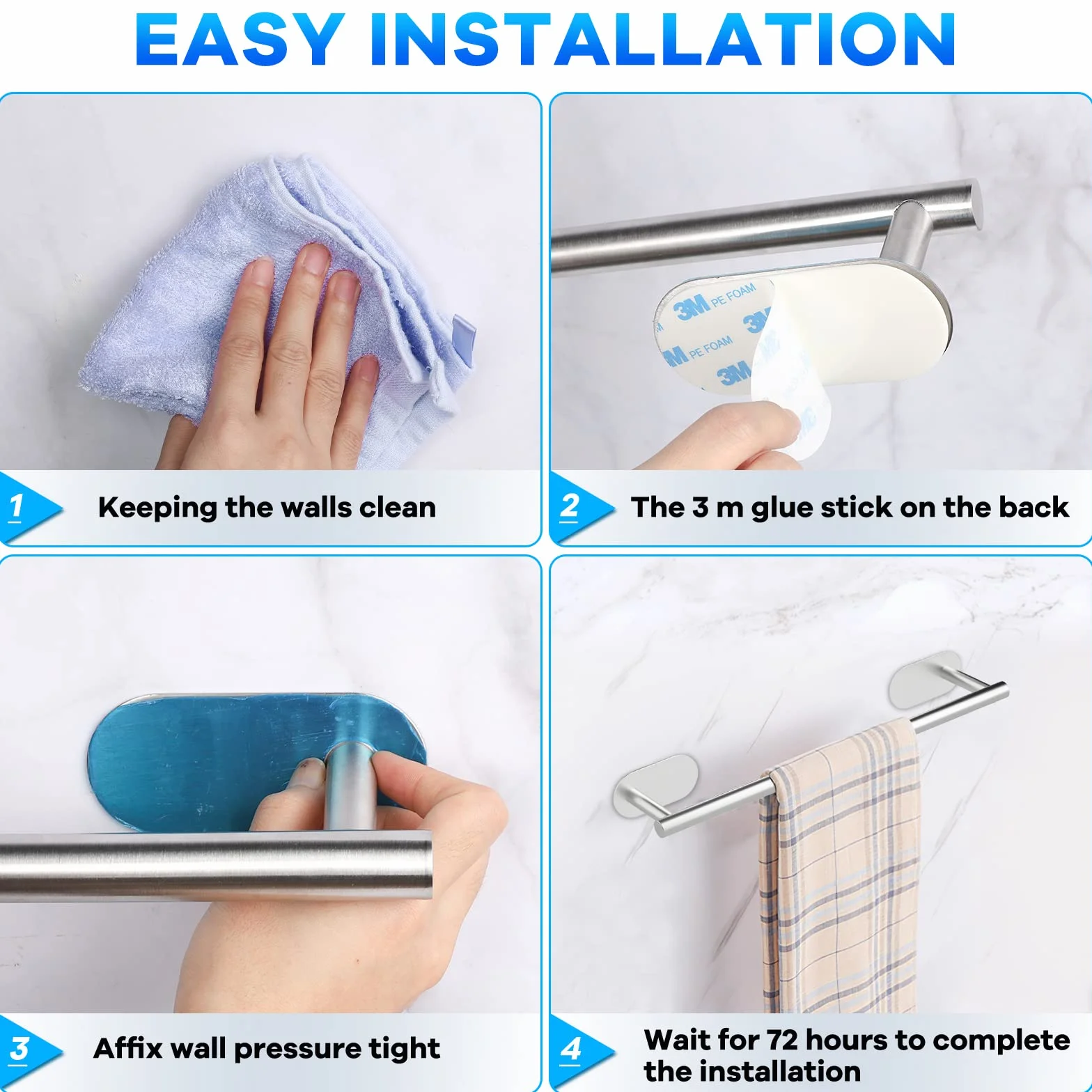 Juego de Accesorios de baño de 5 Piezas - Toalleros de Baño Anillo de Toalla Portarrollos para Papel Higién (Plata)
