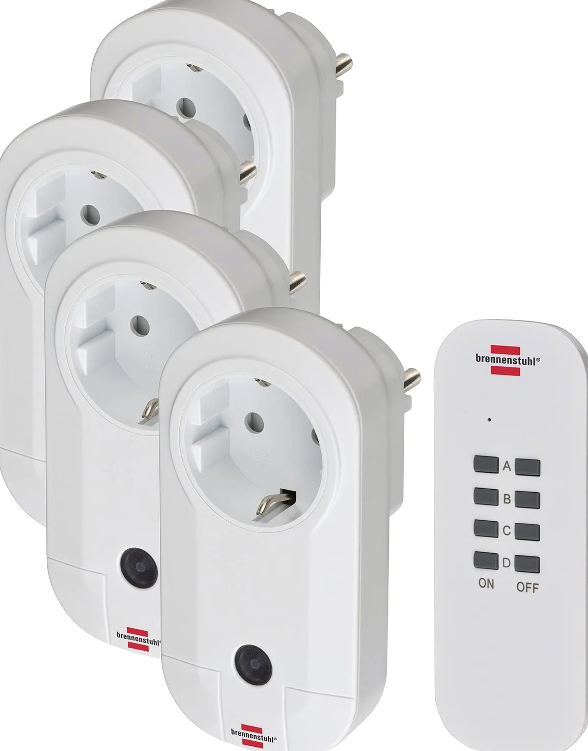 Brennenstuhl Comfort-Line set de 4 enchufes de radio (enchufes inalámbricos para uso en interiores, mando a distancia, radio control)
