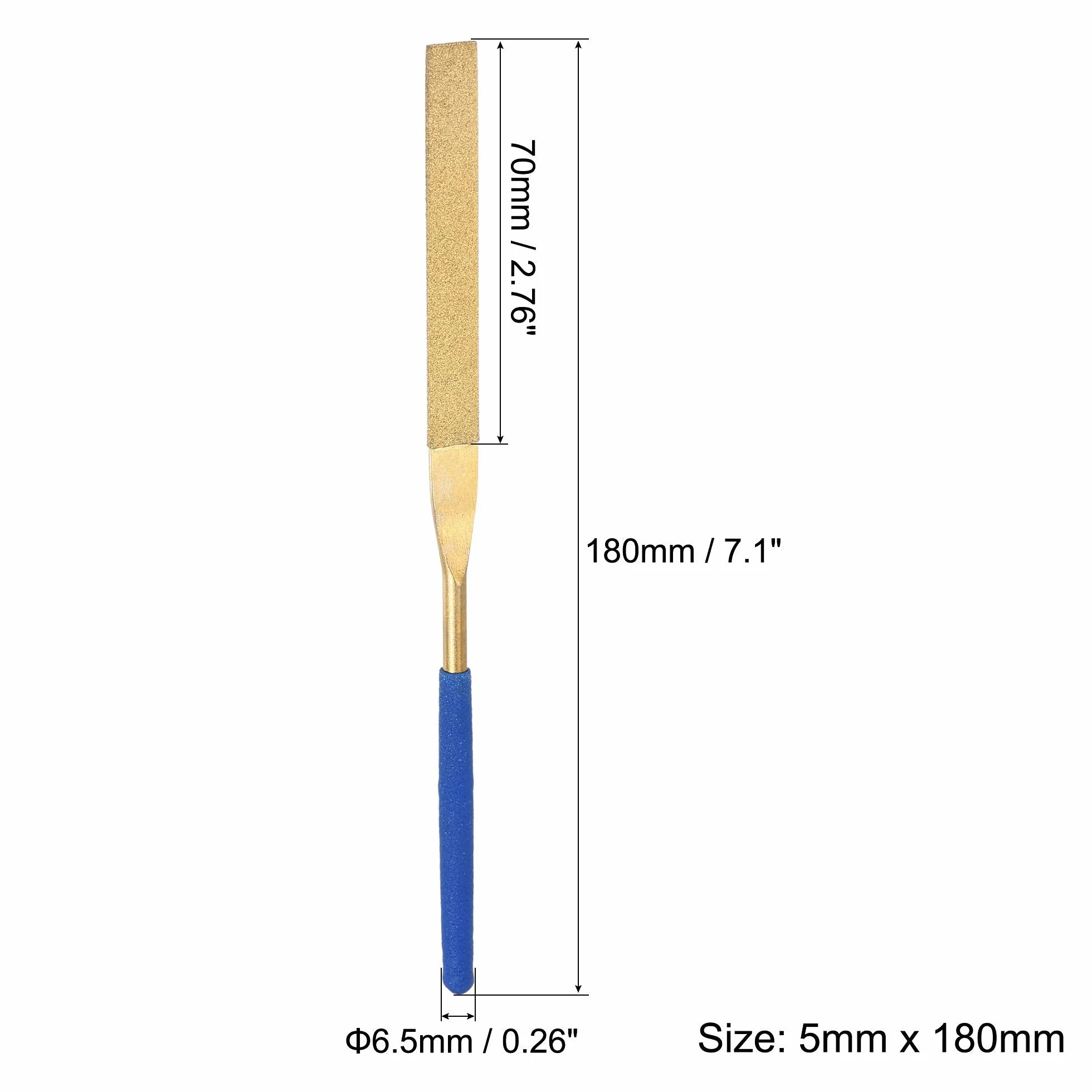 sourcing map Diamante Aguja Lima Juego 5mm X 180mm, Planas Limas Titanio Recubierto Herramientas para Metal Madera Piedra Vidrio, 10 Piezas