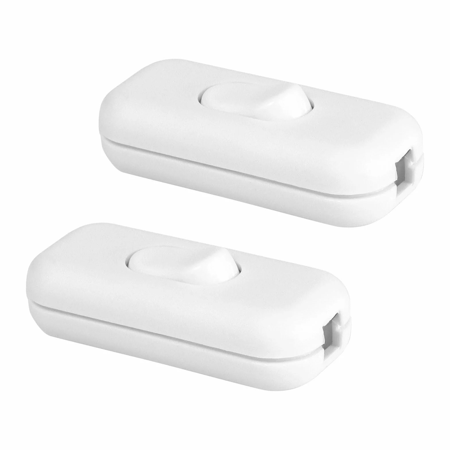 Paquete de 2 Interruptores Torpedo Blanco, Bipolar 6A 250V, Interruptor en Línea para Lámpara de Escritorio