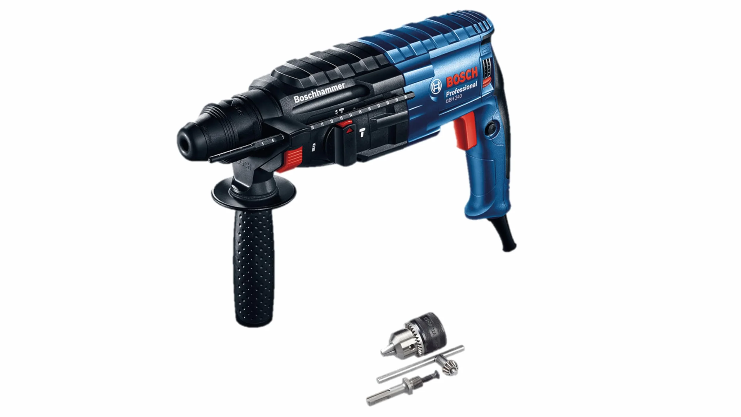 Bosch Professional martillo perforador GBH 240 (con SDS plus, 790 W, con empuñadura auxiliar, tope de profundidad de 210 mm, portabrocas, maletín de transporte)