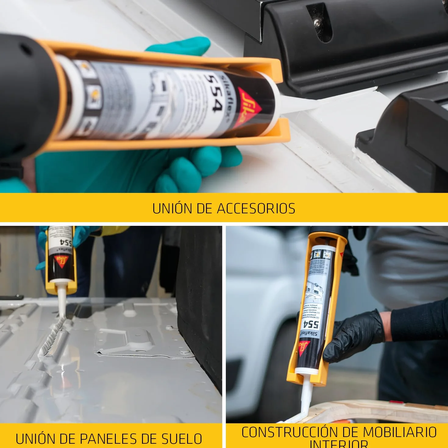 SIKA - Adhesivo de montaje STP - Sikaflex 554 blanco - Componentes y cargas dinámicas grandes - Construcción - Resistente a la intemperie - 300 ml