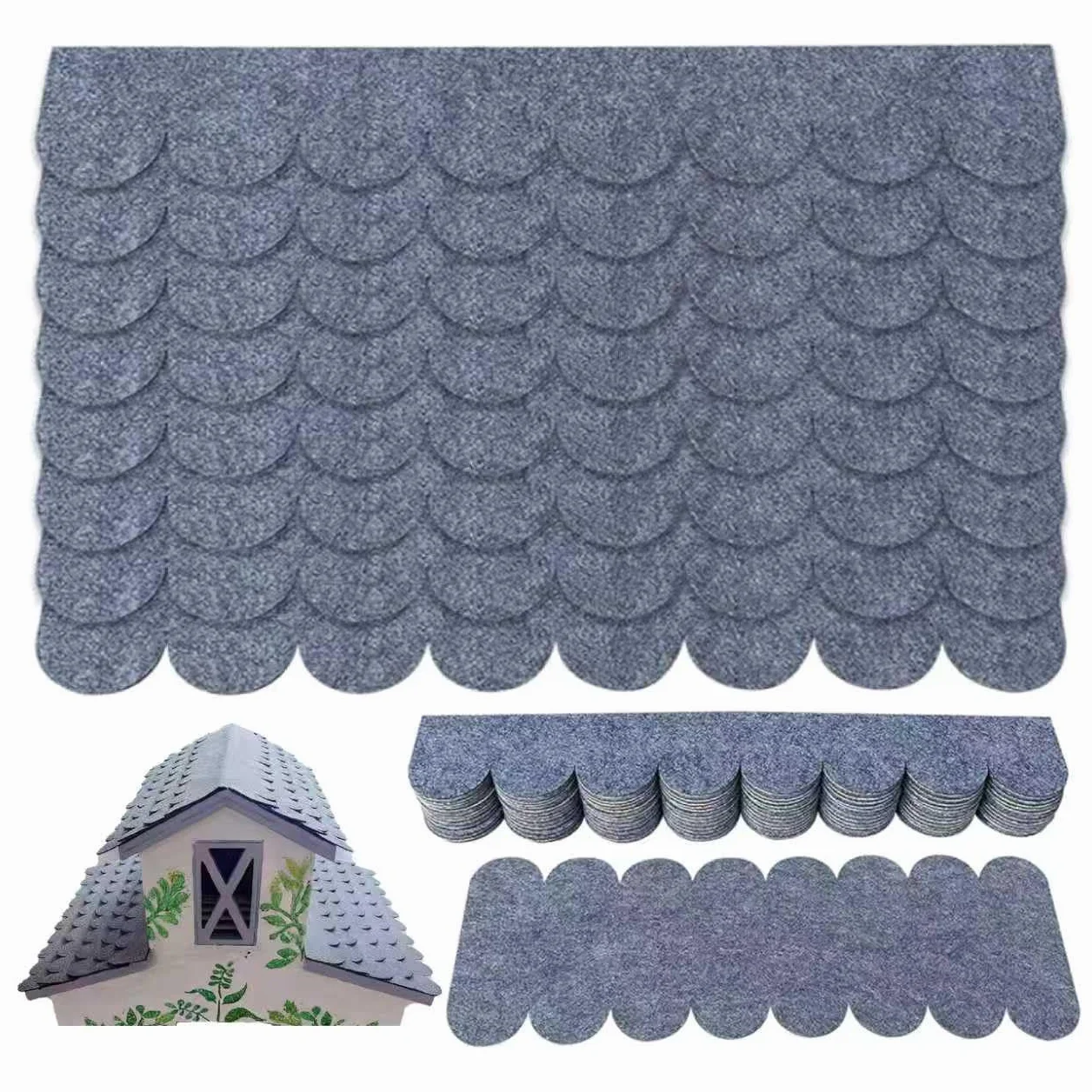 32 unidades de fieltro autoadhesivo para techos para pajareras, tejas en gris (30 x 5 cm y 30 x 11 cm) – Resistente al agua para nido, hotel de insectos, conejeras, casetas para pájaros DIY, casetas