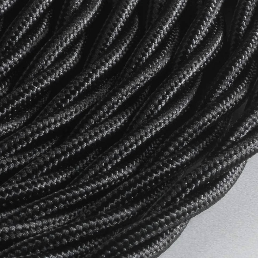 Klartext - Cable textil trenzado Bella Époque para instalación eléctrica vintage, 3 x 1,5 mm, negro, 5 m.