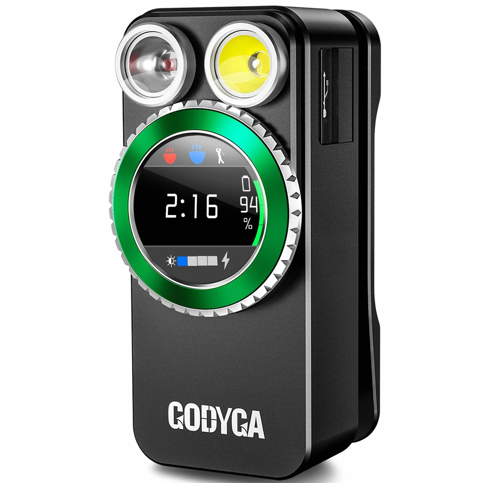 Godyga Linterna LED Recargable 2 en 1, Mini Linterna con Luz Blanca y Roja, Contador de Golf Manual, 500 Lúmenes, USB-C, Clip Magnético, para Golf, Camping, Senderismo y Emergencias