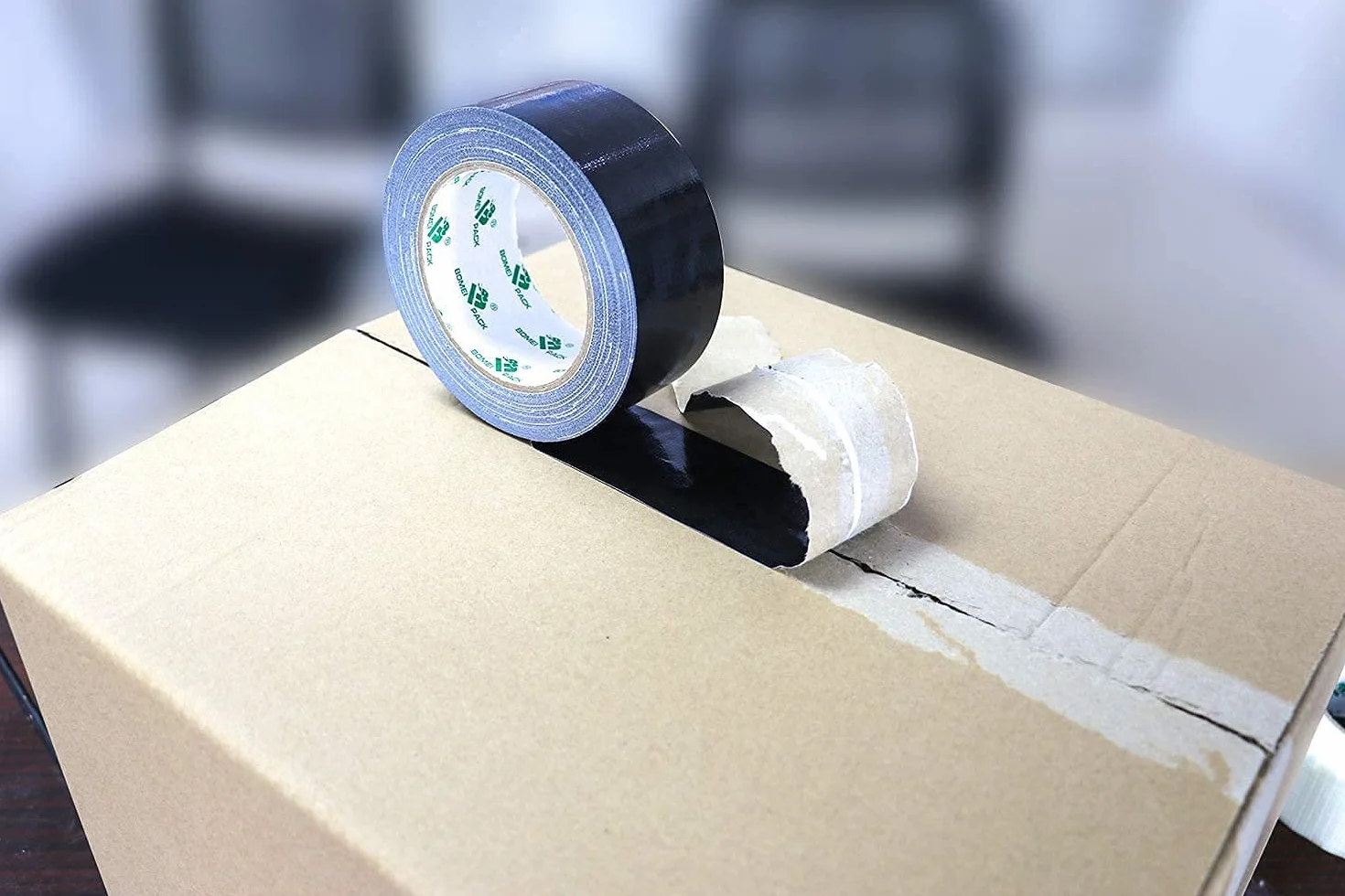 BOMEI PACK 2 rollos Cinta Americana 50mm x 50 m - Cinta Adhesiva Negra - Cinta Fuerte de Tela Reforzada con Tejido - Para Interiores y Exteriores (black 50mm)