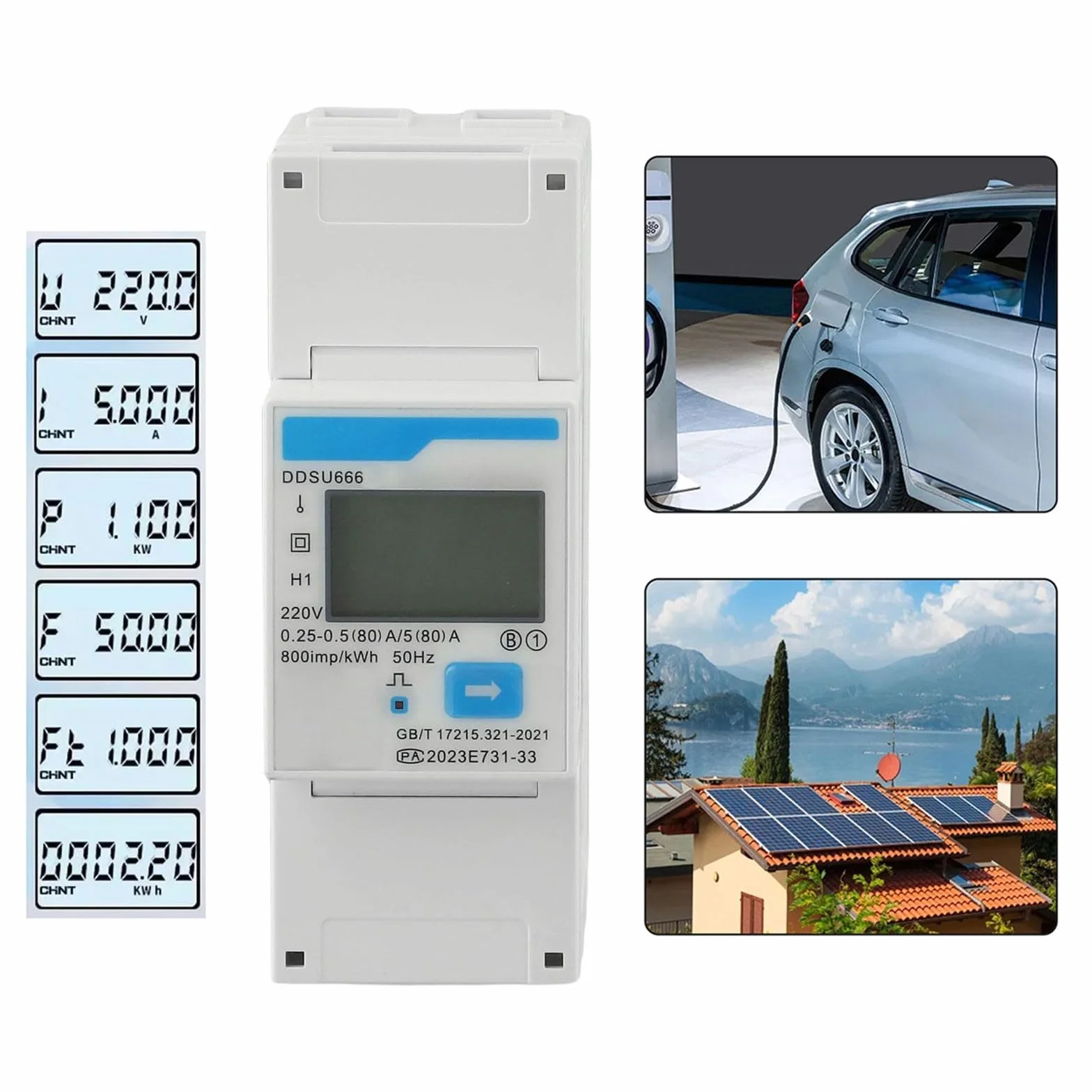 Para Smart Energy Meter DDSU666 monofásico RS485 para monitoreo de uso de electricidad residencial y comercial